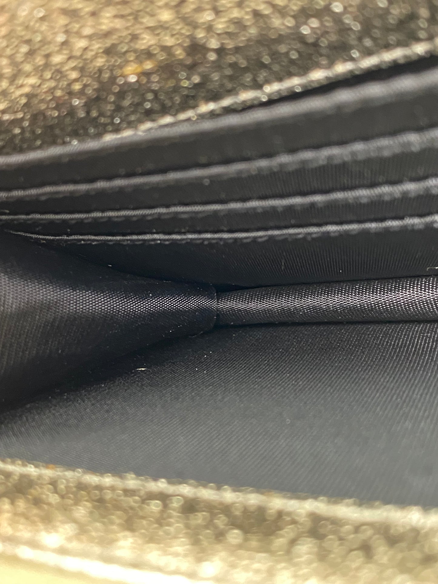 Saint Laurent Cassandra Silver Metallic Chevron Wallet On Chain GHW