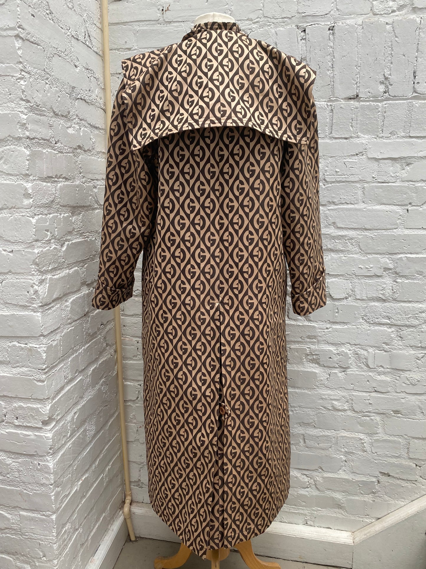 Gucci Brown Logo Print Trench Coat, 40