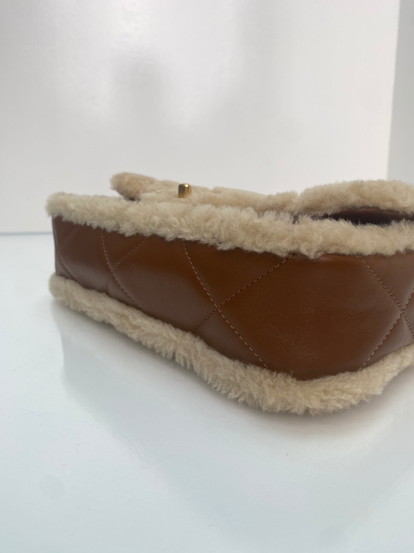 Chanel Camel & Shearling Medium Flap Bag GHW