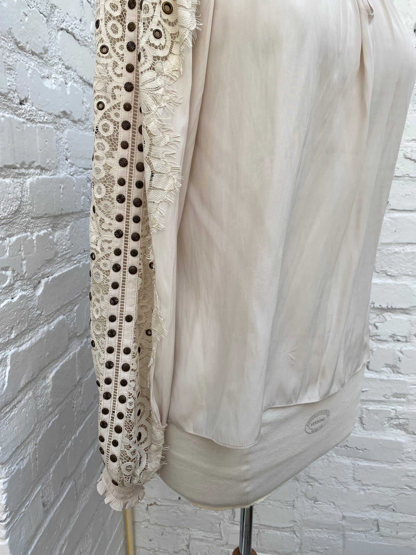 Ramy Brook White Lace Long Sleeve Top, S