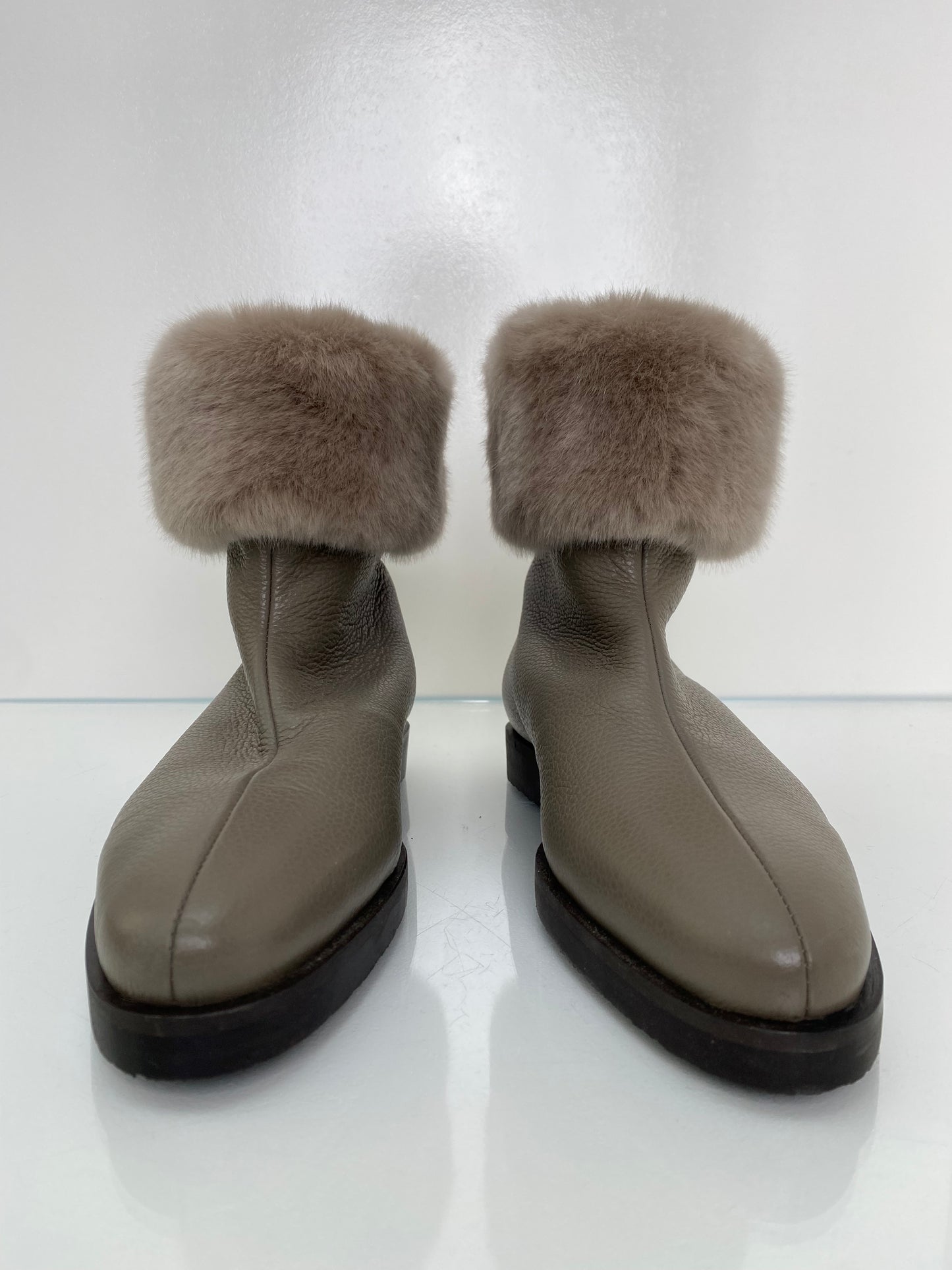 Toteme Brown Faux Fur Trim Boots, 39