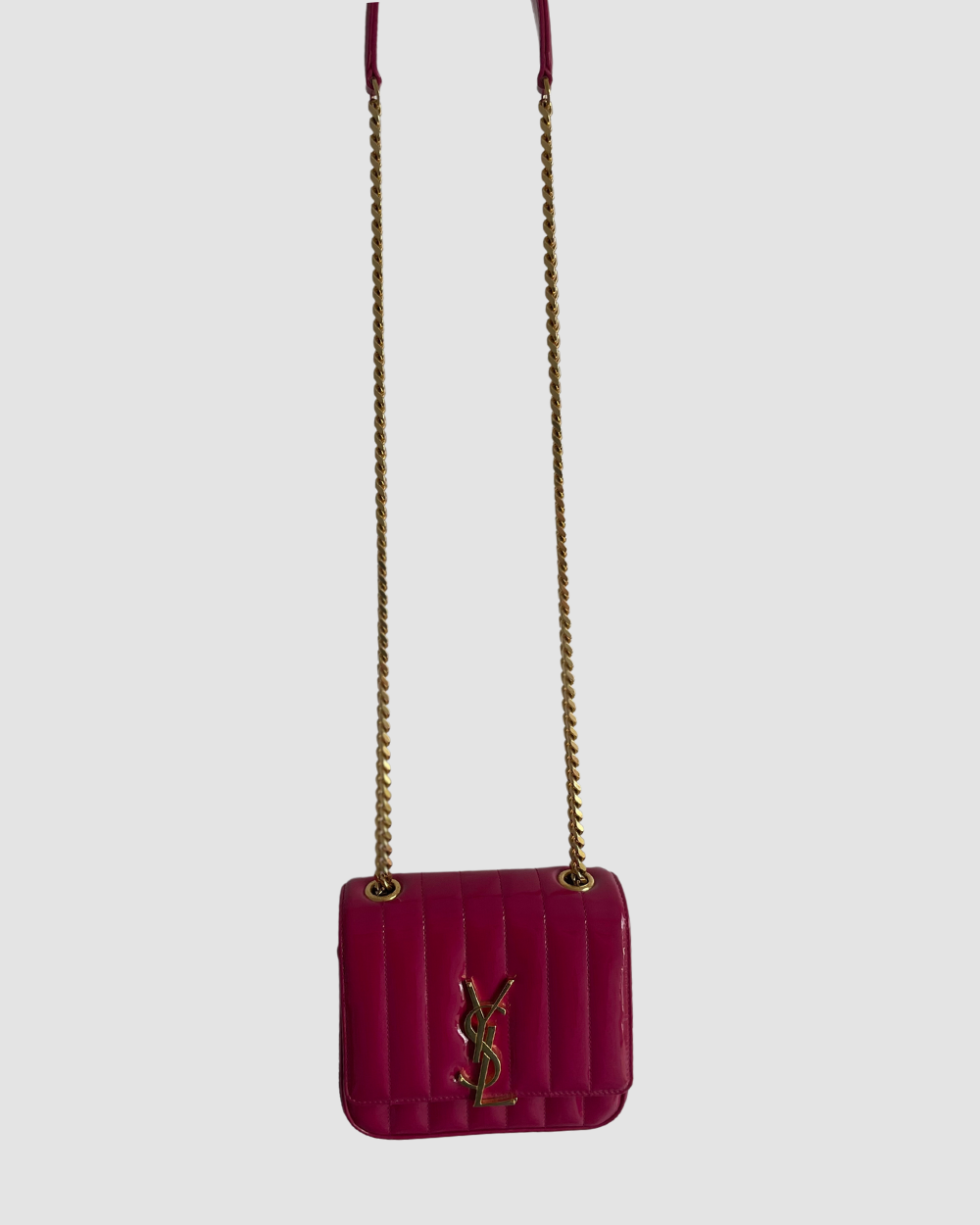 Saint Laurent Patent Vertical Vicky Pink
