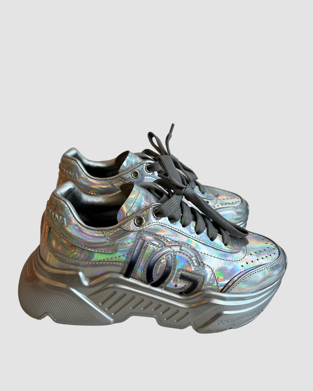 Dolce and Gabbana Holographic Leather Sneakers