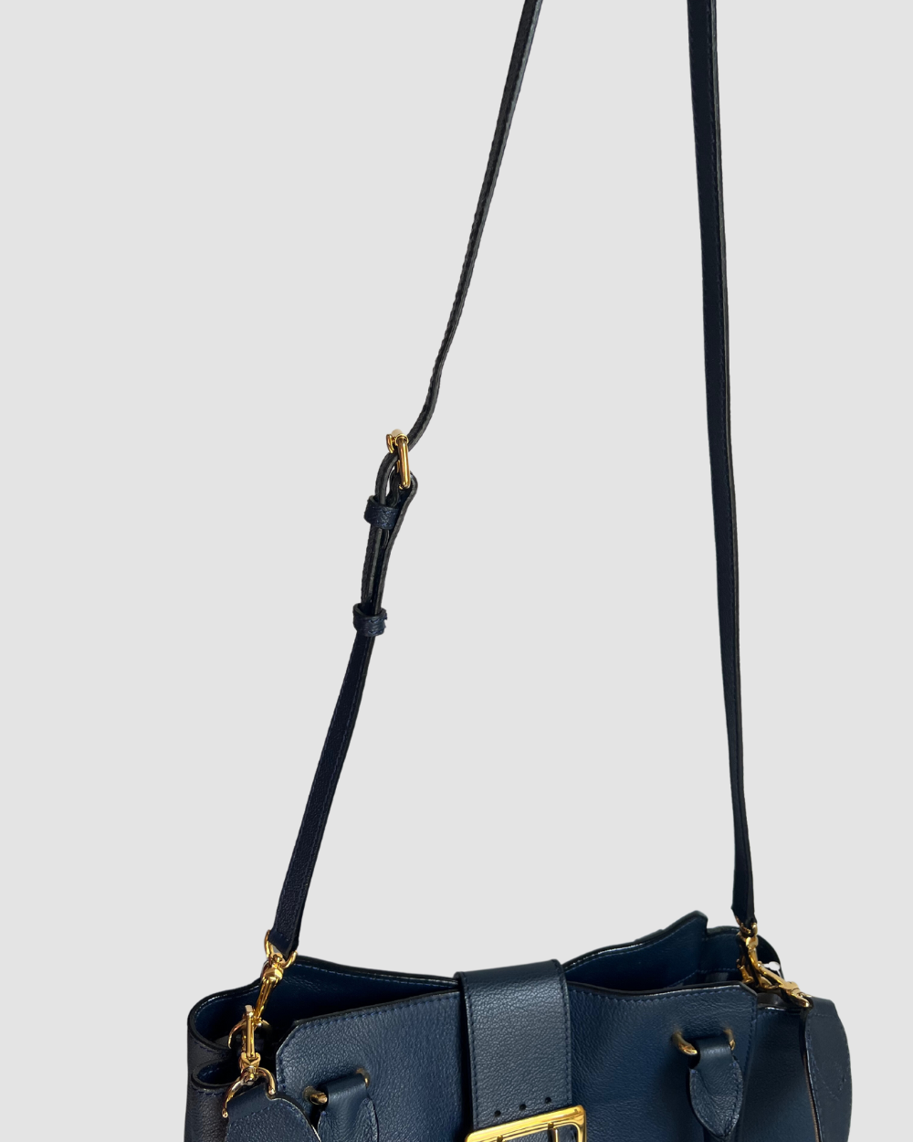 Burberry Navy Leather Buckle Tote Bag