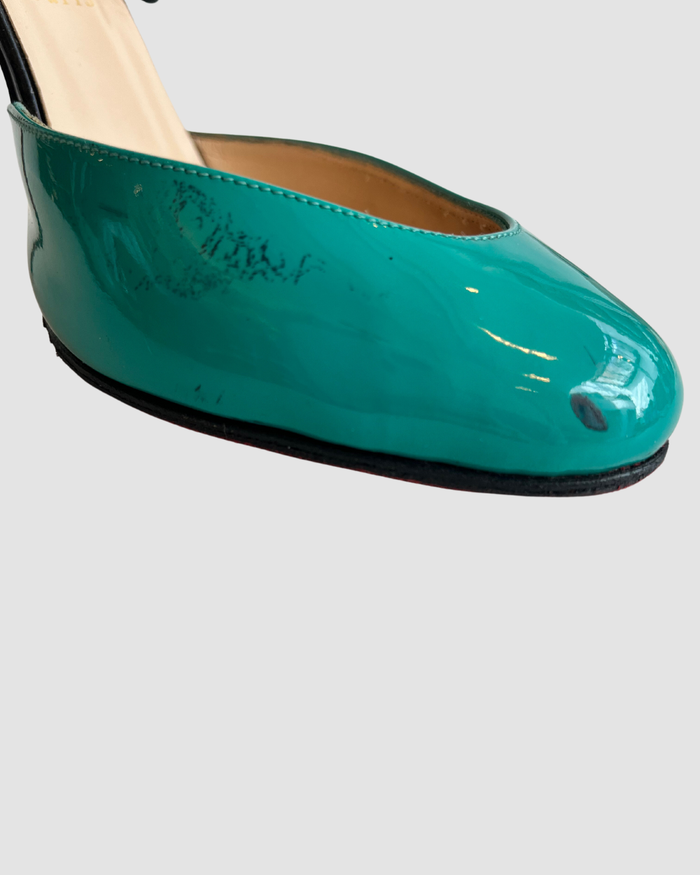 Christian Louboutin Teal & Black Patent Leather Heels, 40.5