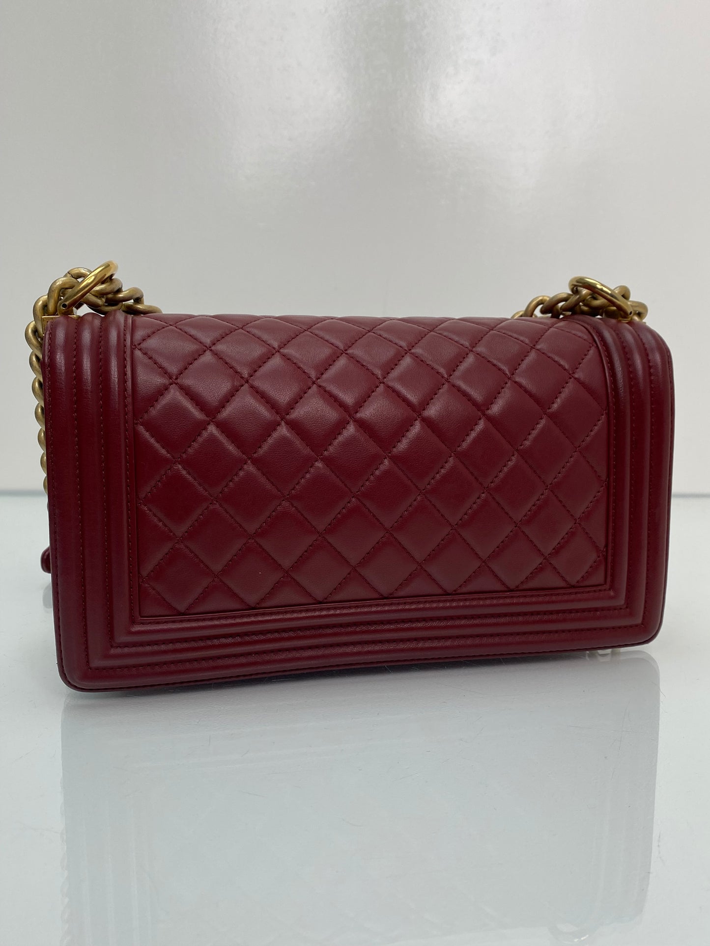 Chanel Wine Red Lambskin Medium Boy Bag GHW #23