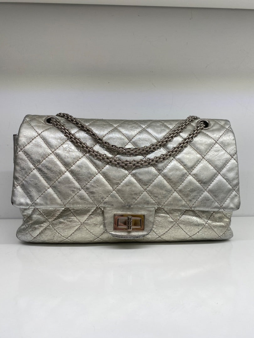 Chanel Jumbo Double Flap Reissue, Metallic Silver SHW