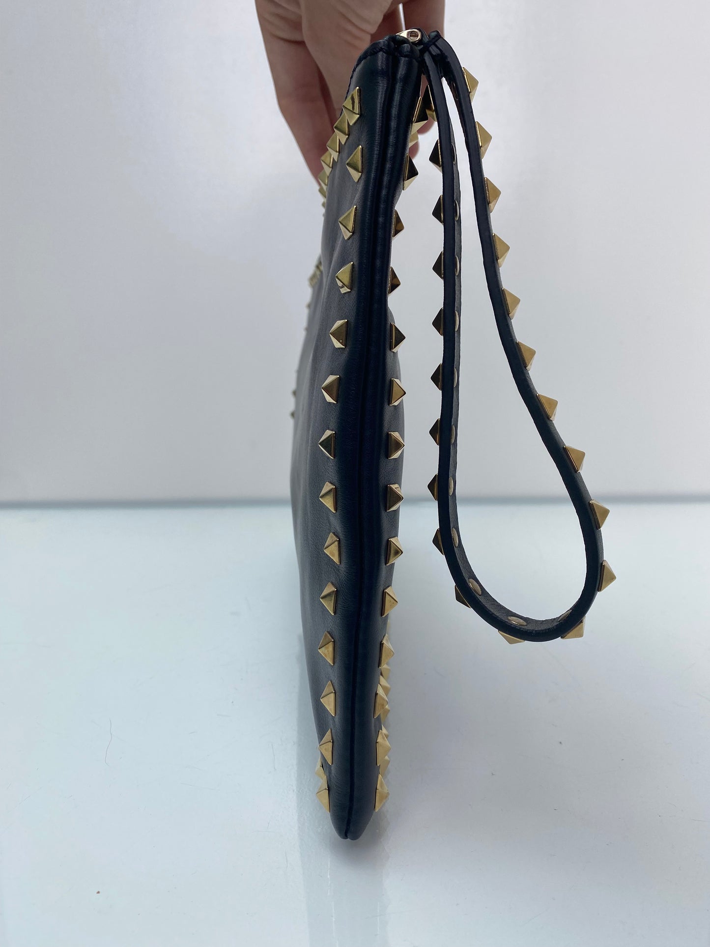 Valentino Black & Gold Rockstud Clutch
