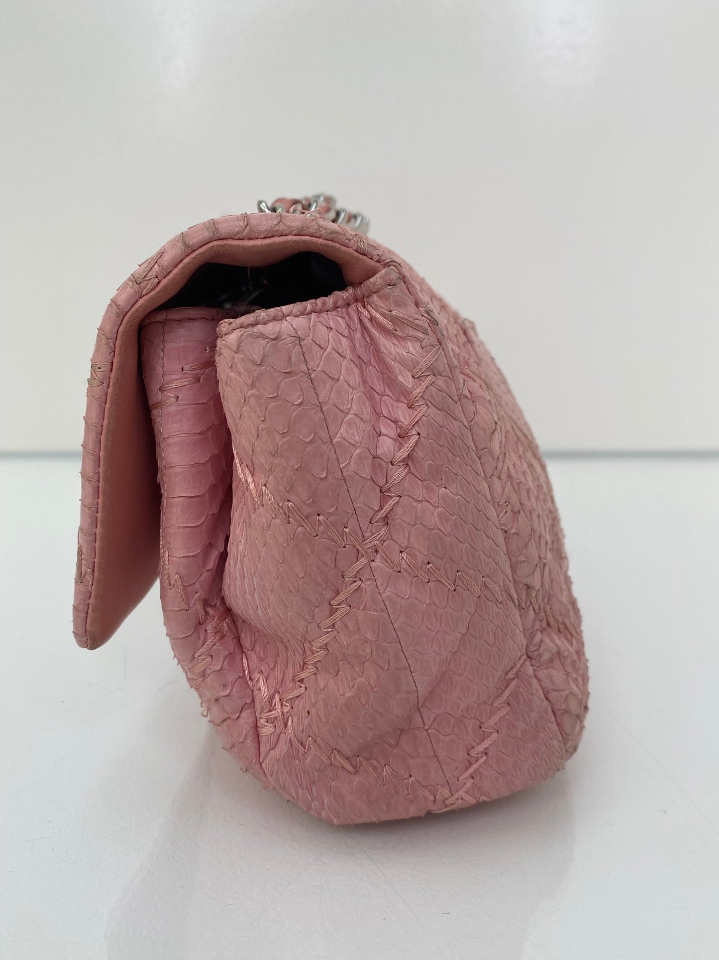 Chanel Pink Ultimate Stitch Python Flap Bag SHW