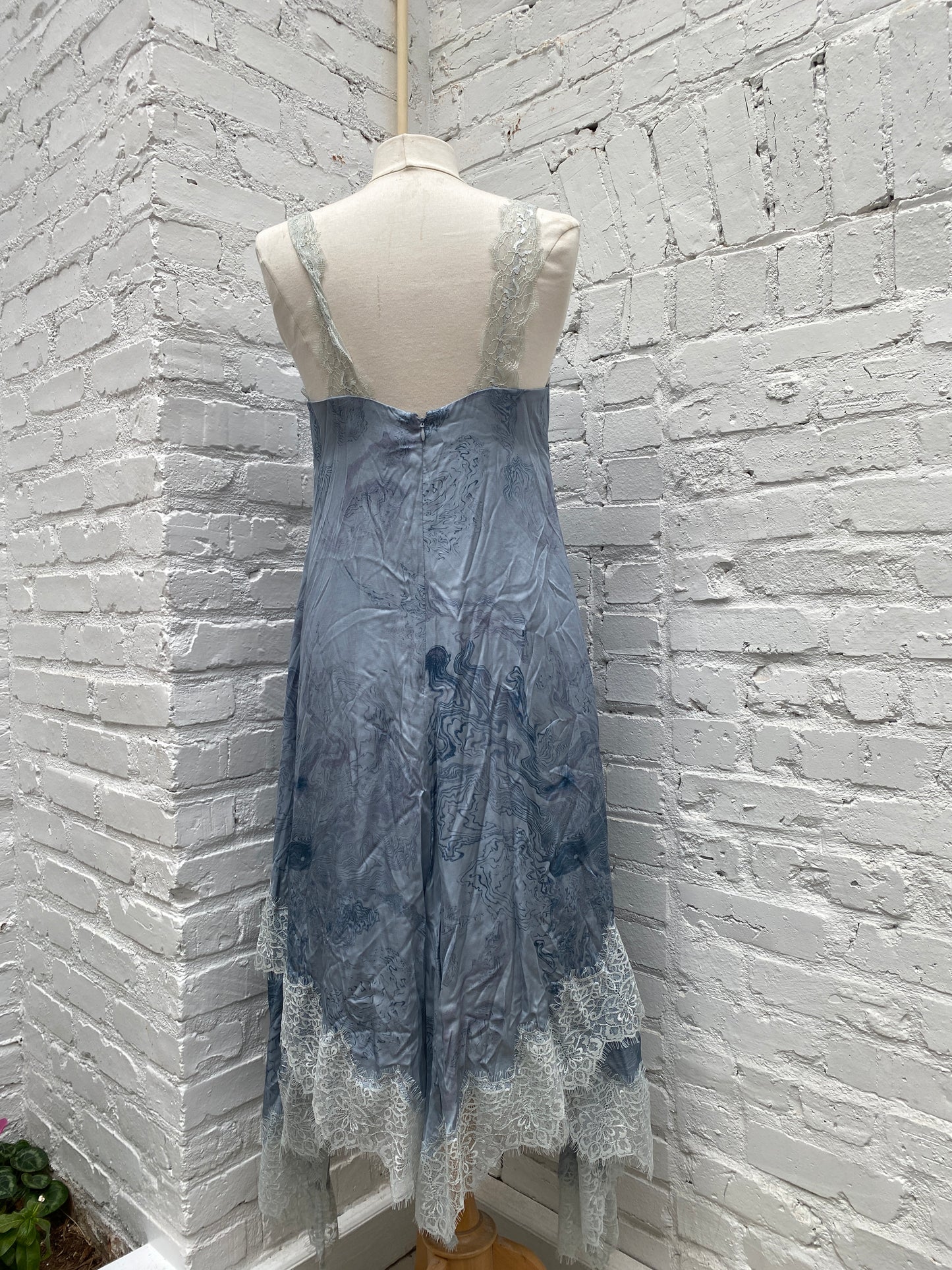 AllSaints Blue Lace Trim Dress