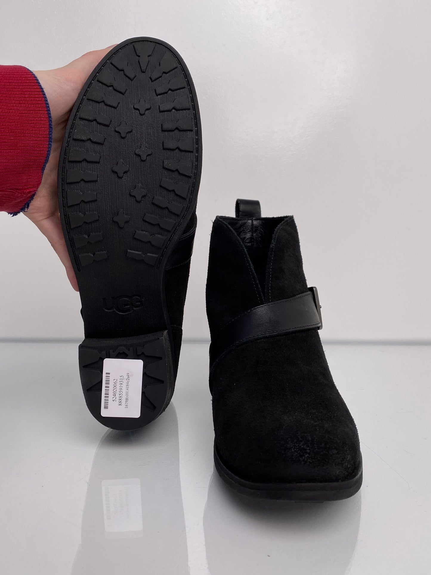 Ugg Black Belted Ankle Boots, 8