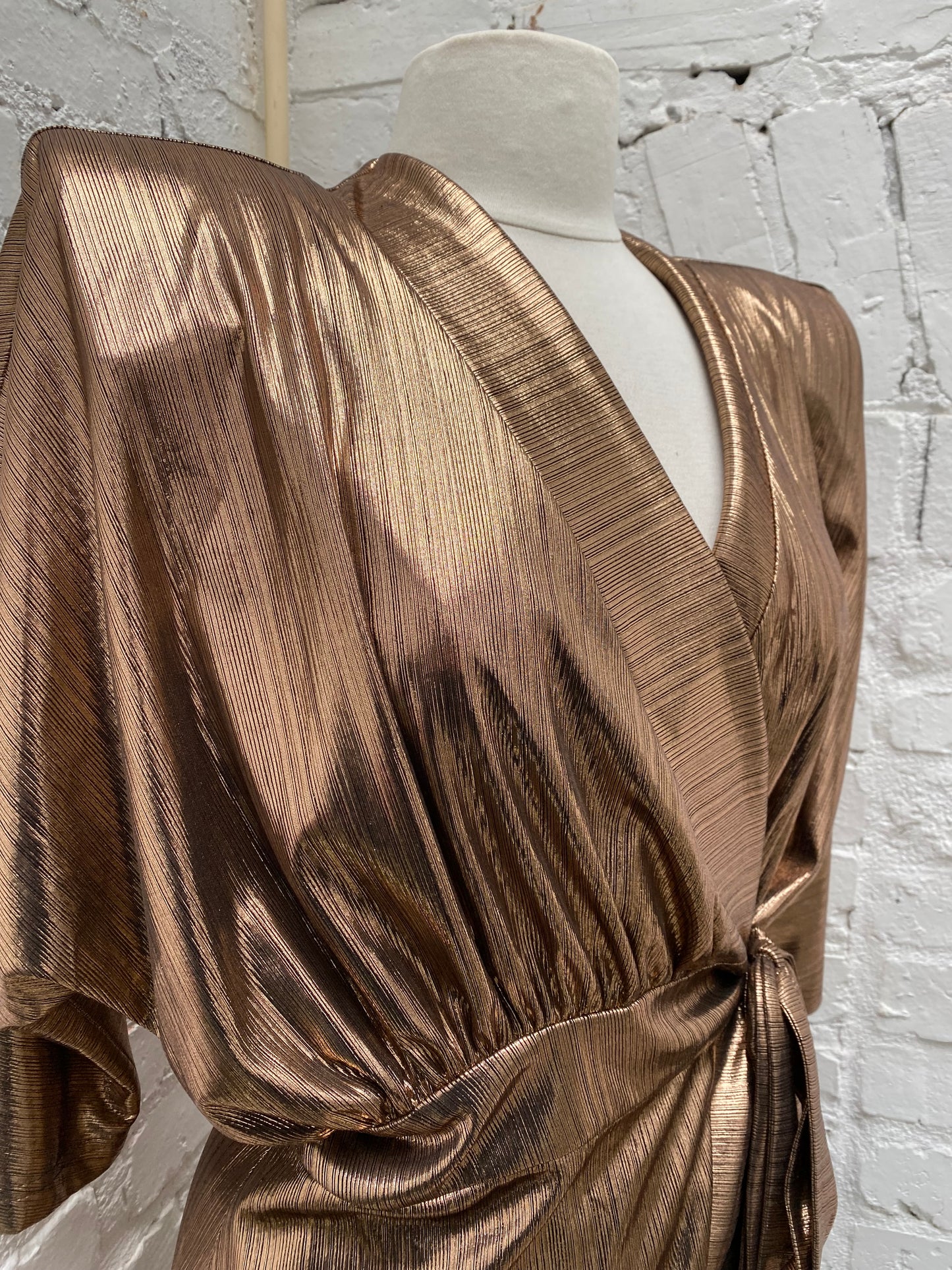 Zhivago Bronze Metallic Wrap Dress, 6