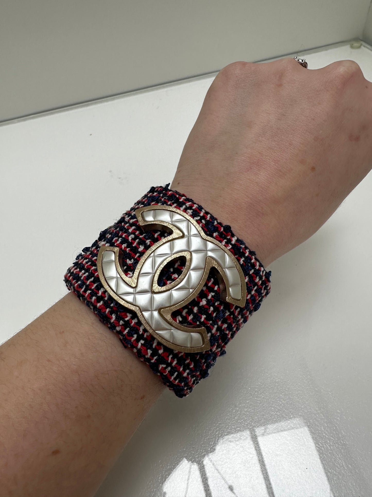 Chanel Red White & Blue Tweed Cuff