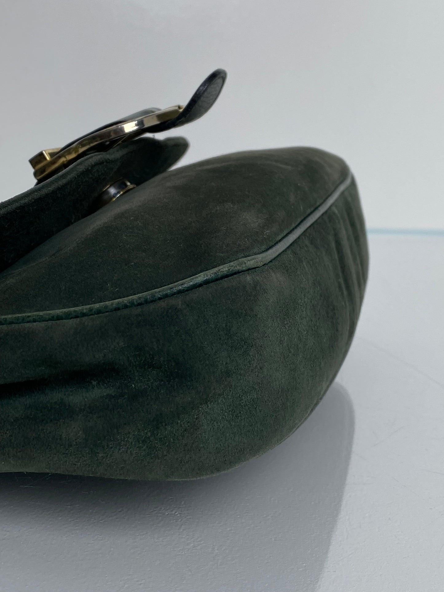 Ferragamo Vintage Green Velvet Crossbody Bag GHW