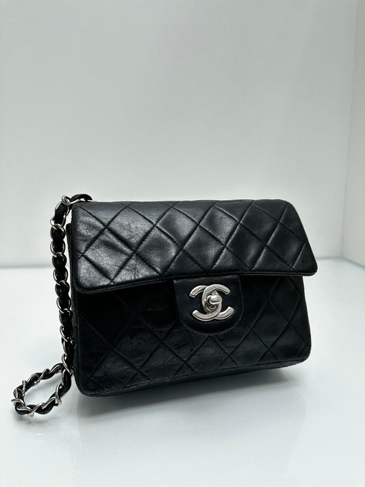 Chanel Vintage Black Square Bag SHW