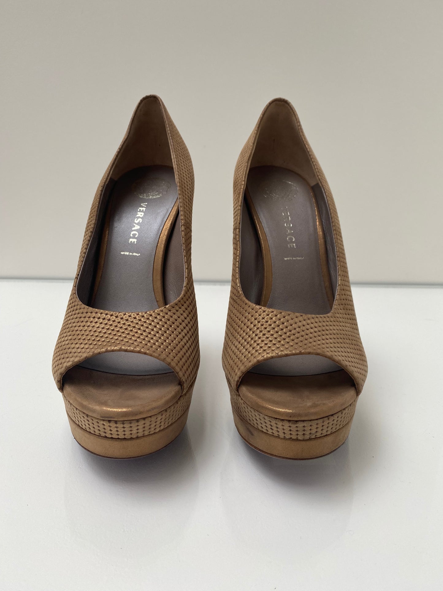 Versace Bronze Heels, 38