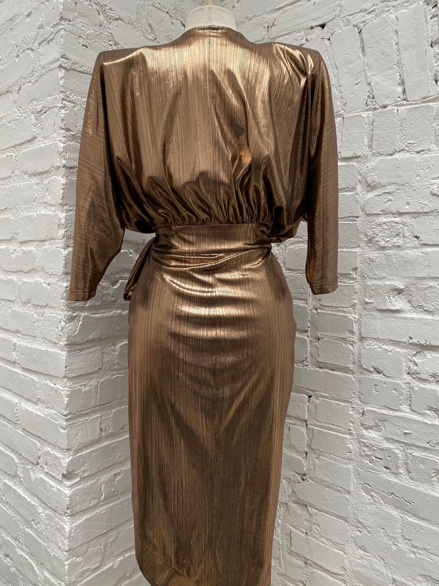 Zhivago Bronze Metallic Wrap Dress, 6