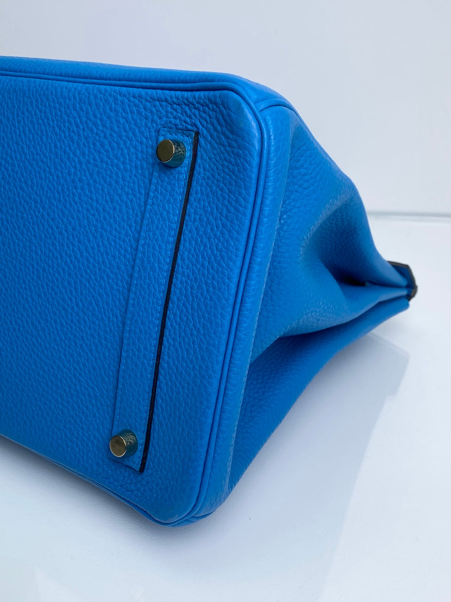 Hermes Birkin 35 Bleu Zanzibar Clemence GHW #A