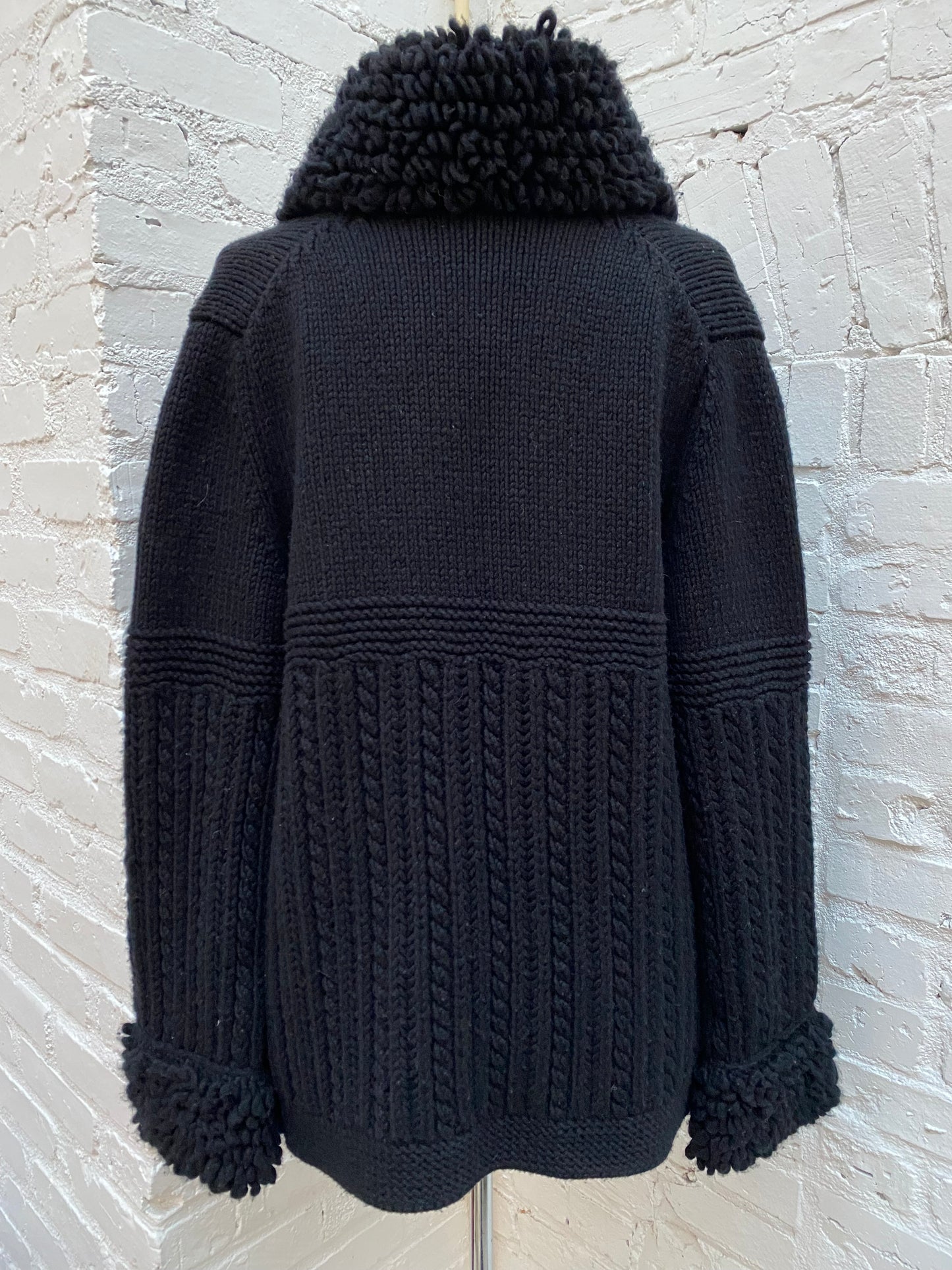 Chanel Vintage Black Cashmere Horn Closure Cardigan, 42