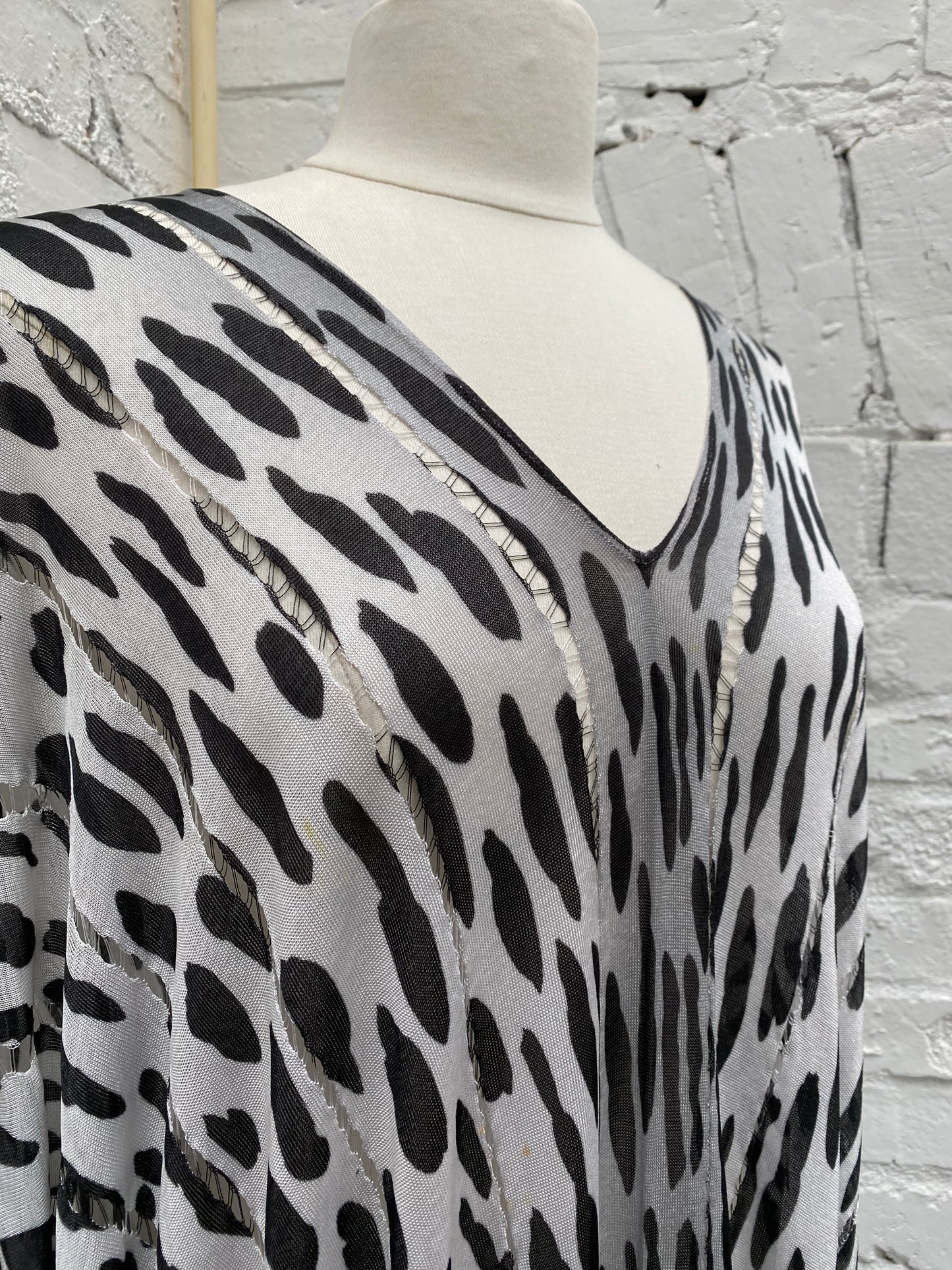 Tom Ford White & Black Polka Dot Distresses Caftan, O/S