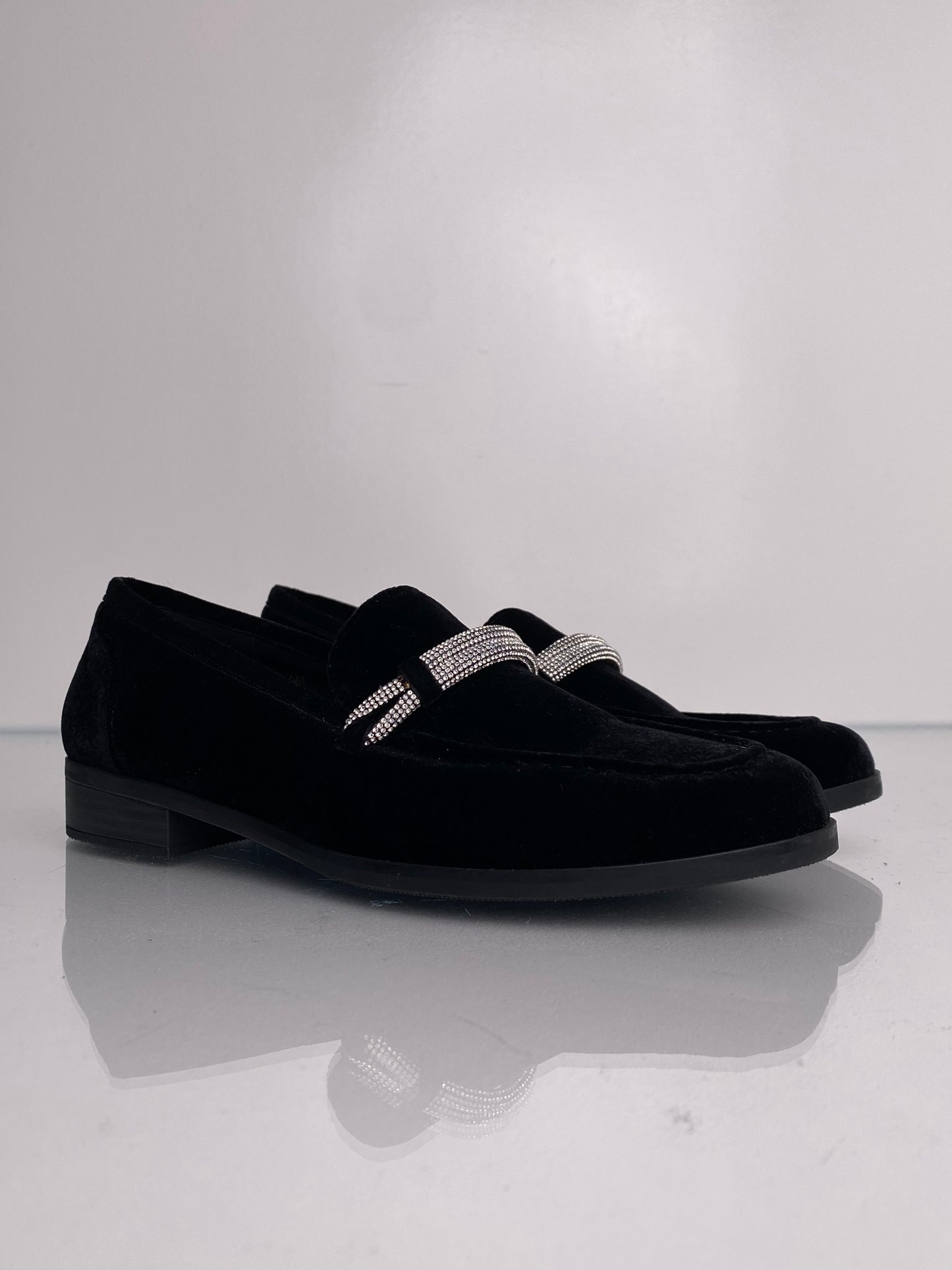 Diane B Black Velvet Loafers, 6