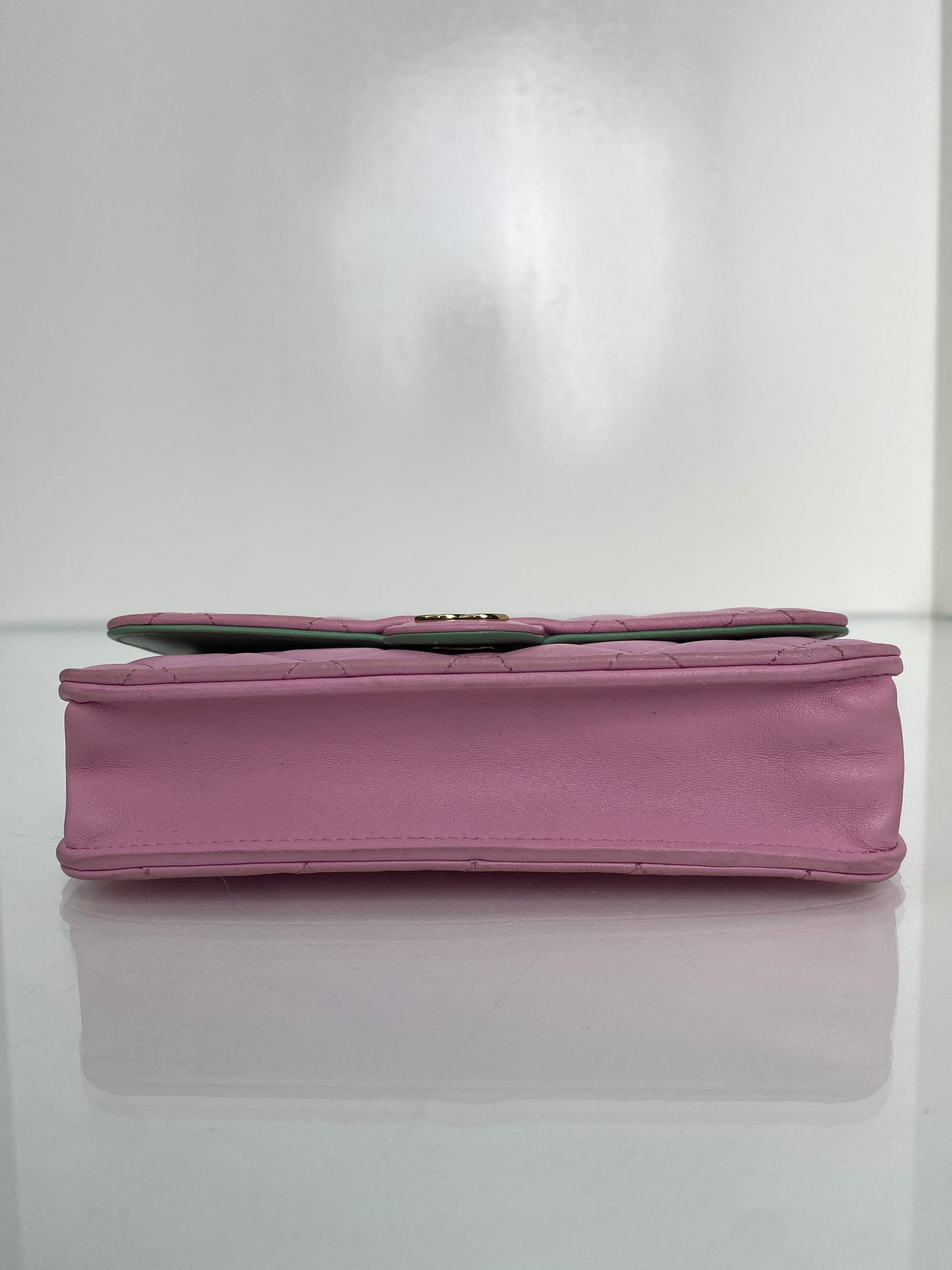 Chanel Pink & Green Top Handle Phone Holder Crossbody Bag GHW