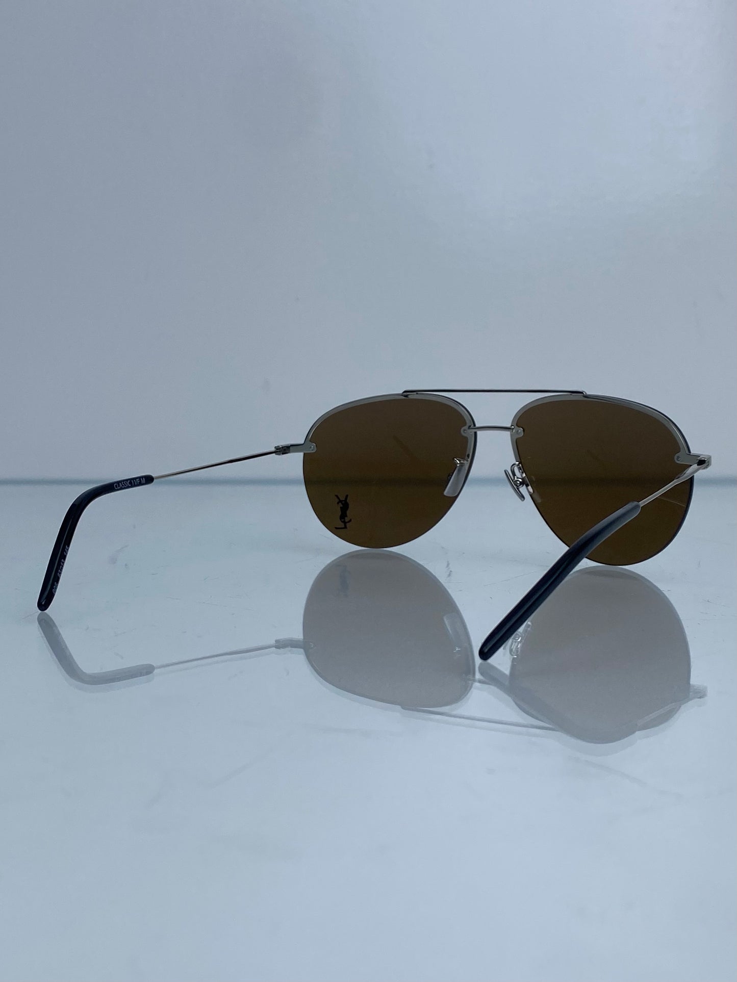 Saint Laurent Silver Aviator Sunglasses