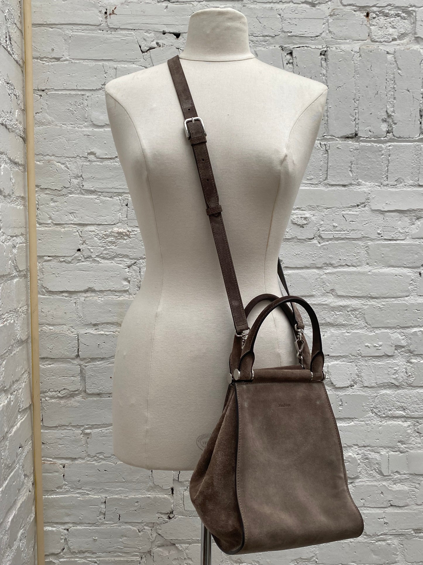 Max Mara Grey Taupe Suede Bag