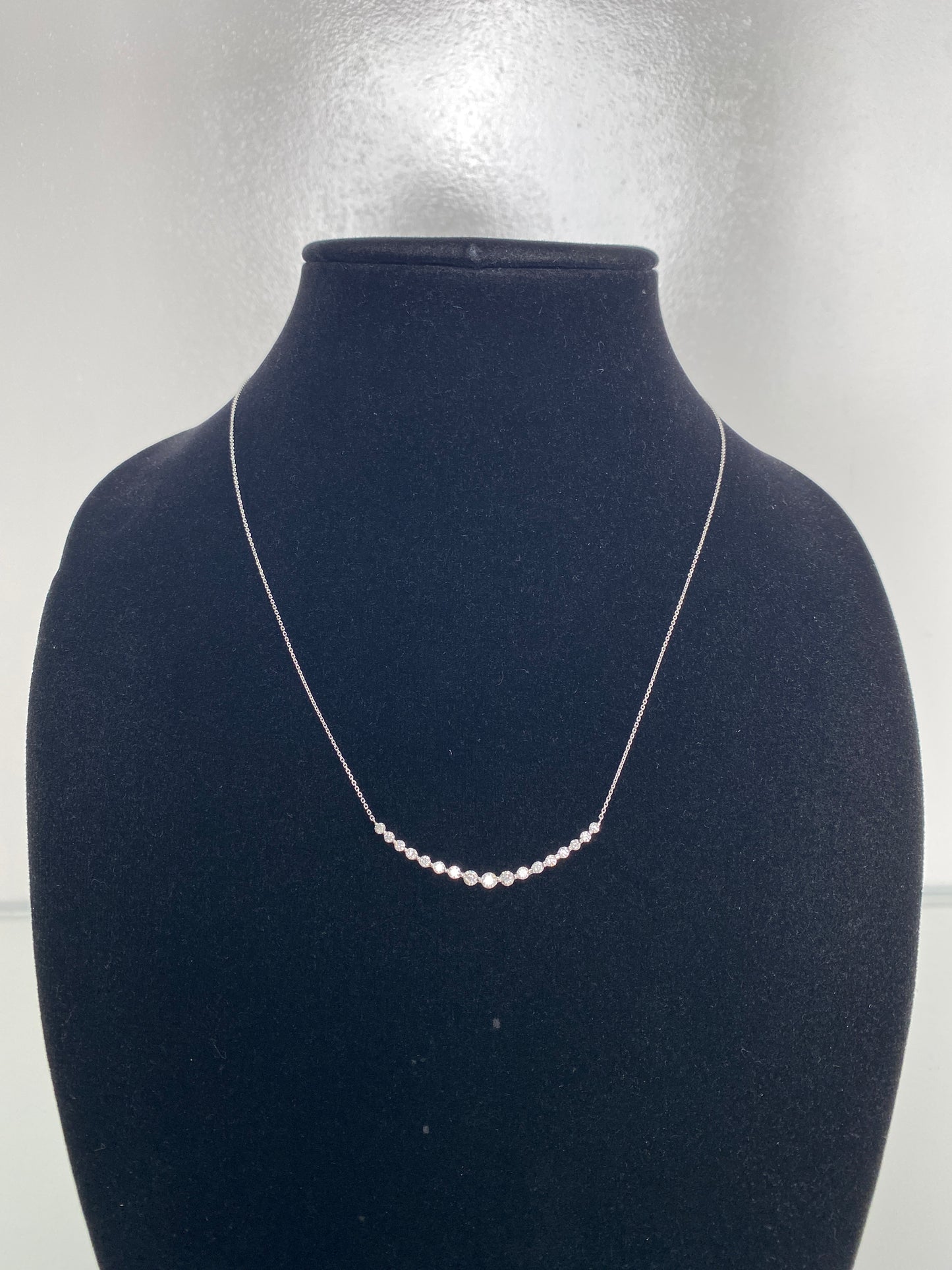 18KW Dia Necklace .96ct Shared Prong Necklace