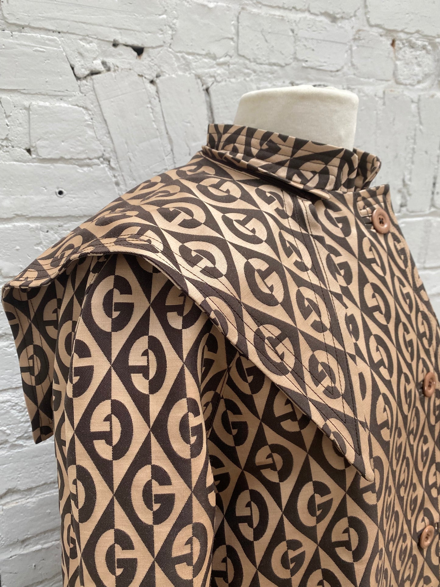 Gucci Brown Logo Print Trench Coat, 40