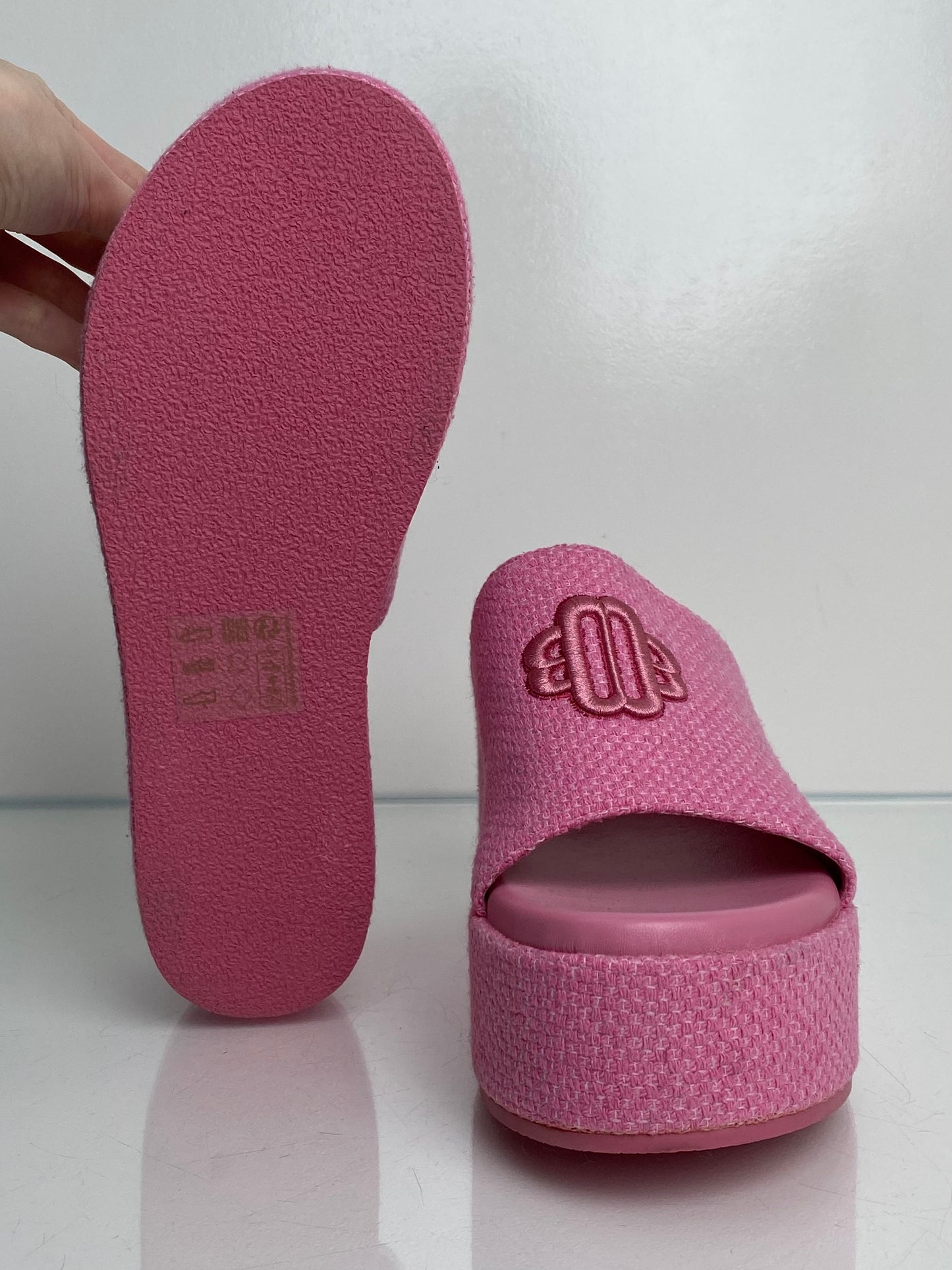 Maje Pink Woven Platform Wedges, 41