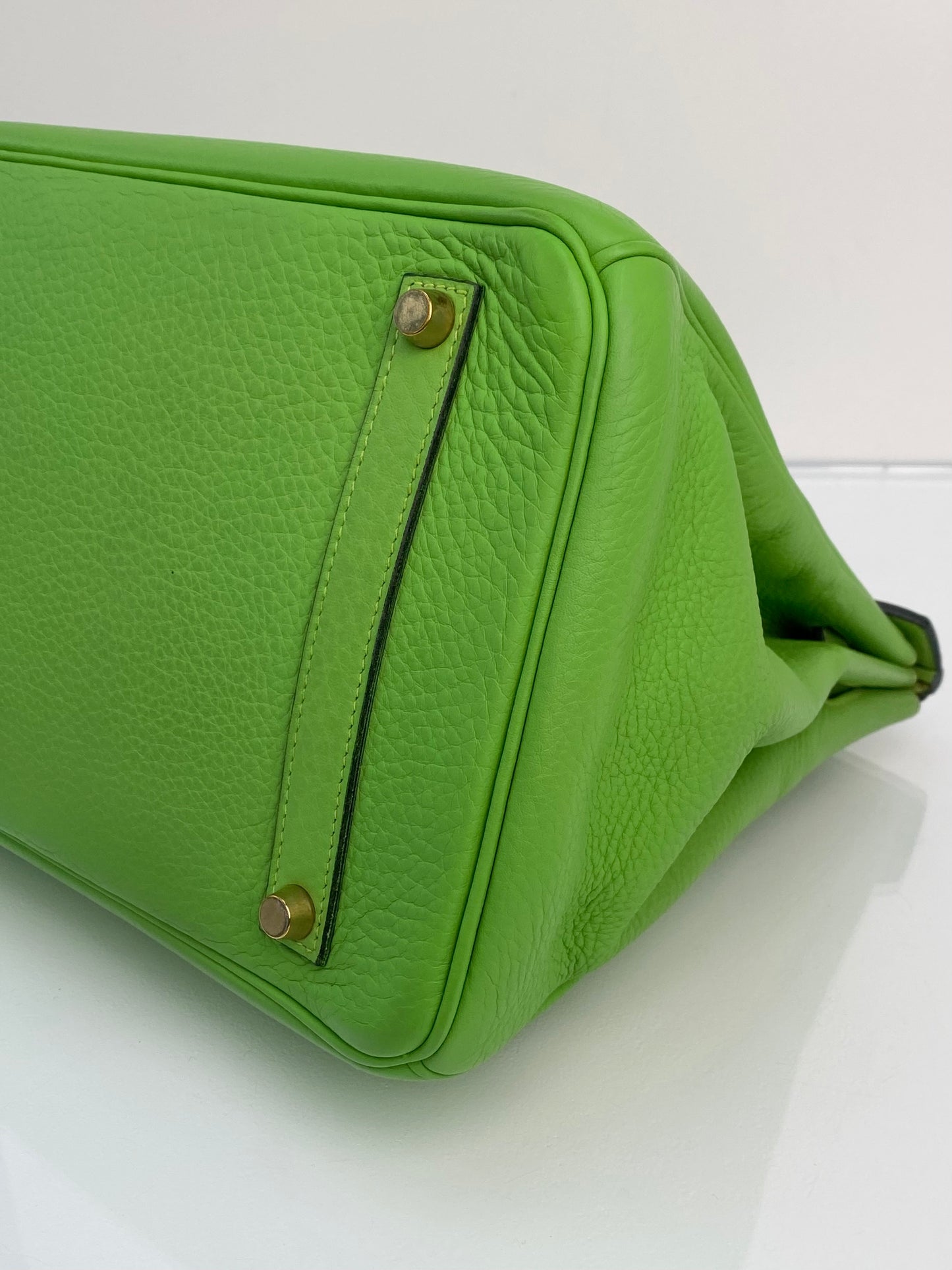 Hermes Birkin 35 Vert Cru Clemence GHW #G