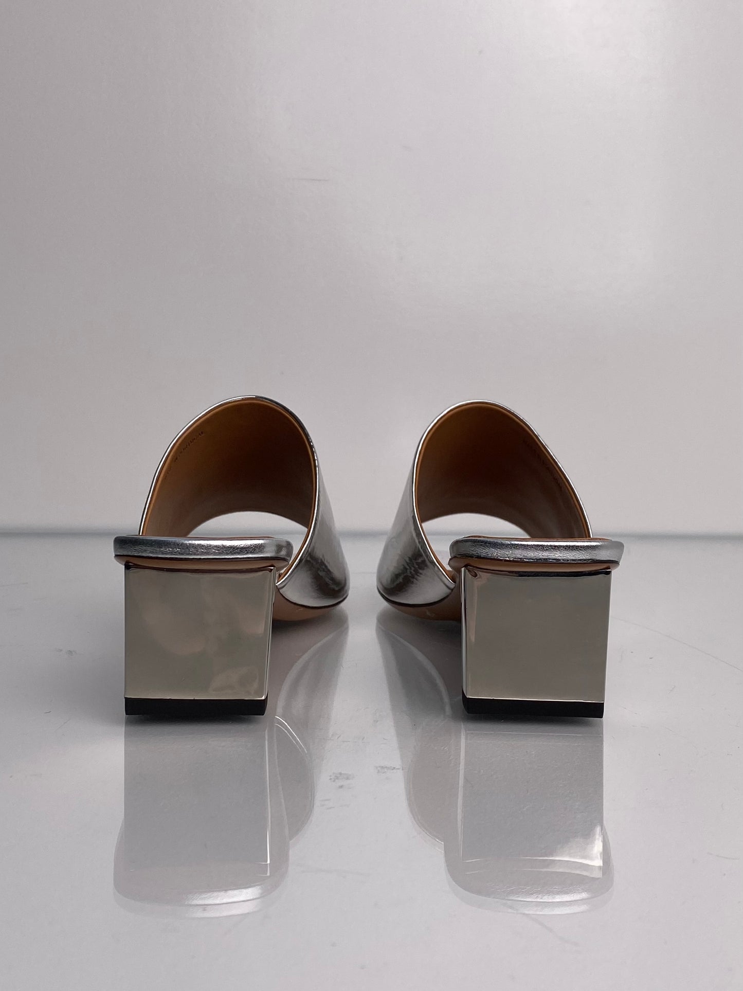 Clergerie Leo Silver Wide Strap Block Heel, 40