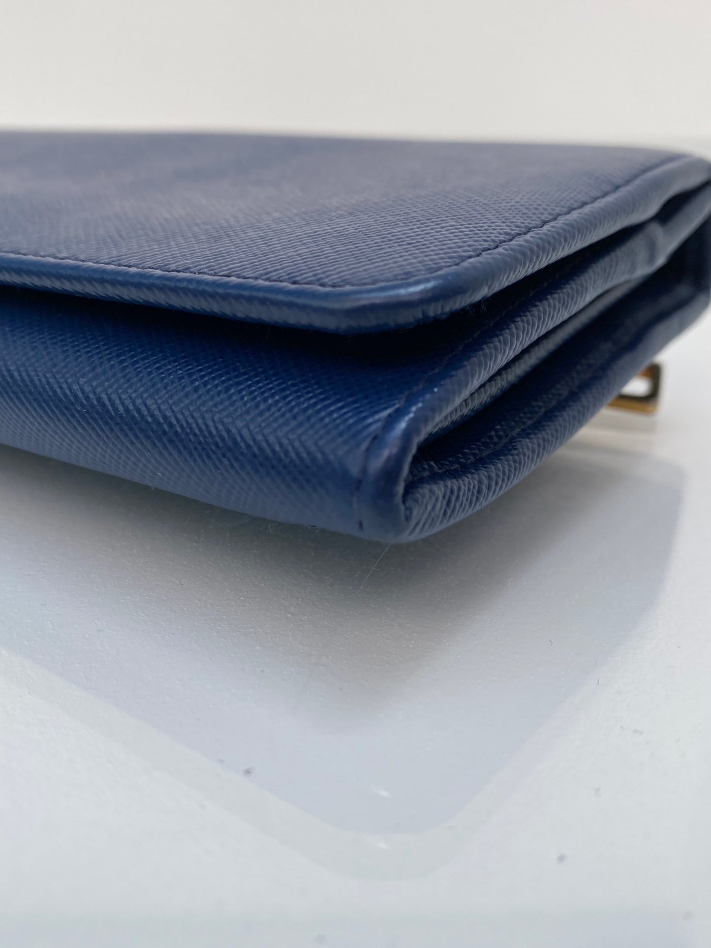Prada Navy Saffiano Long Wallet