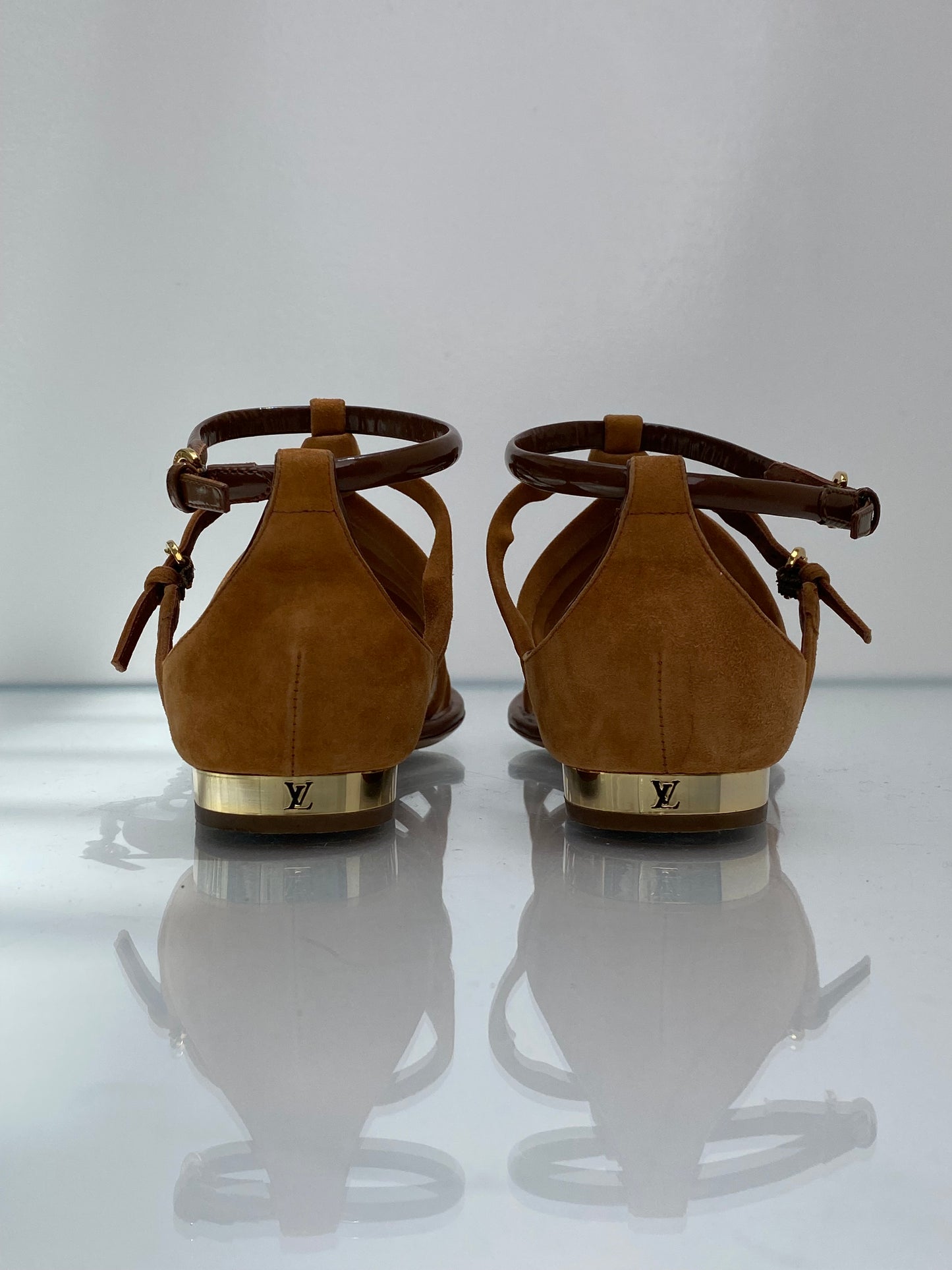 Louis Vuitton Brown Suede Braided Sandals, 39