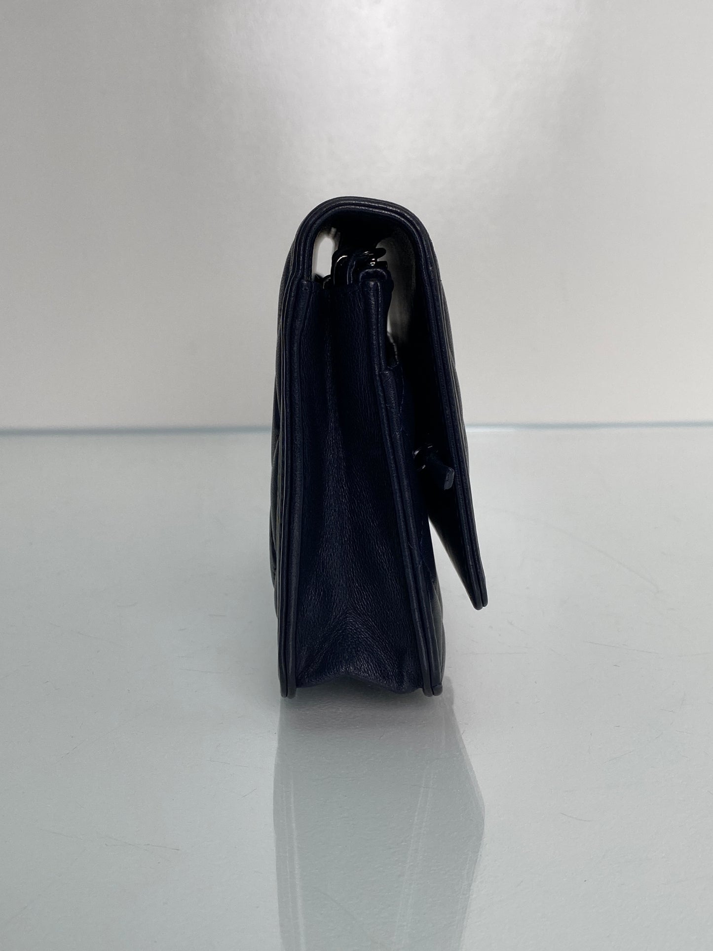 Chanel Midnight Blue Lambskin Boy Wallet On Chain SHW #21