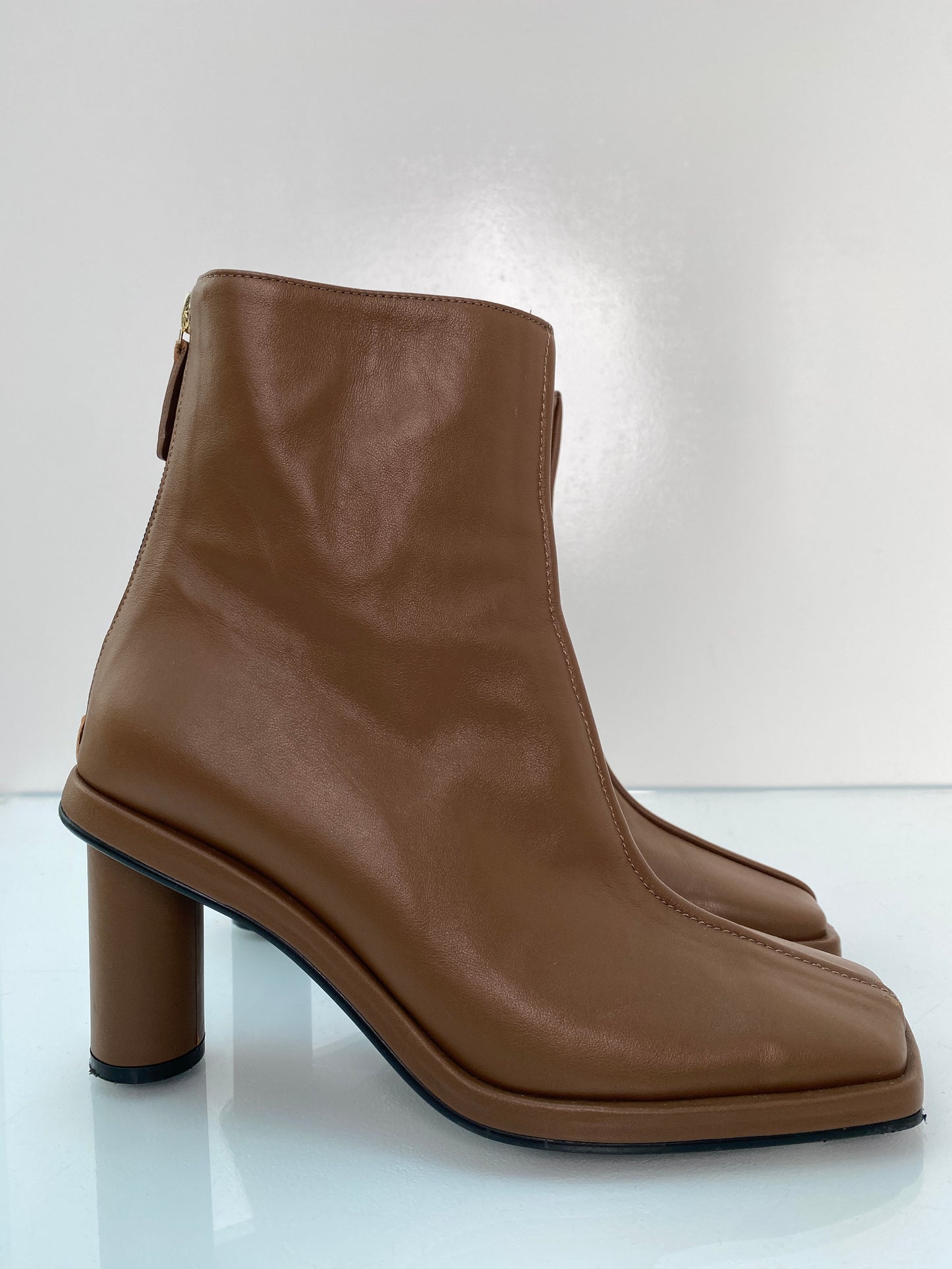 Reike Nen Brown Leather Square Toe Boots, 38