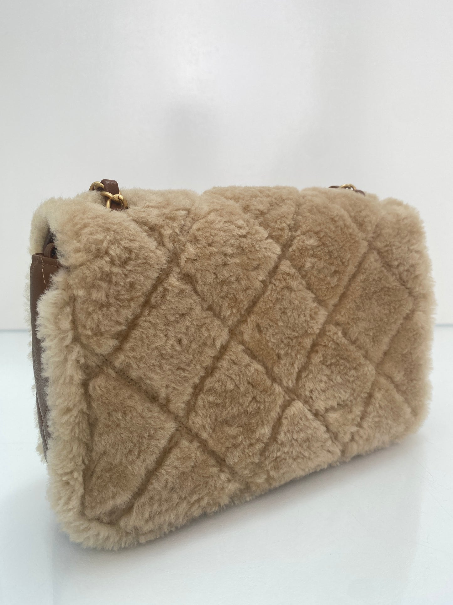 Chanel Camel & Shearling Medium Flap Bag GHW