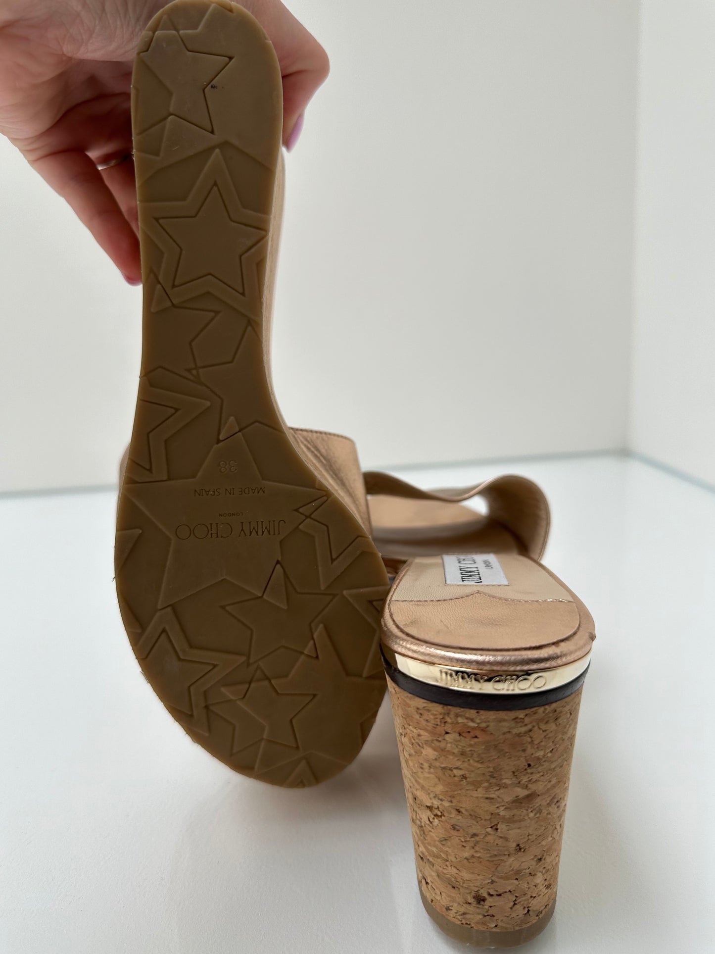 Jimmy Choo Rose Gold Wedges 38