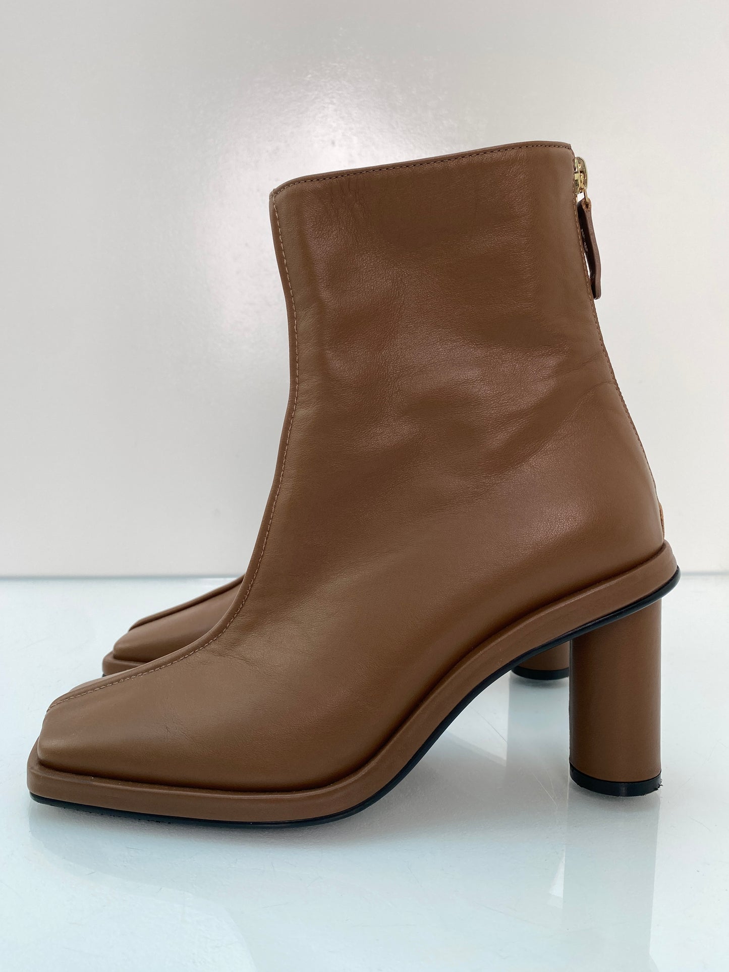 Reike Nen Brown Leather Square Toe Boots, 38