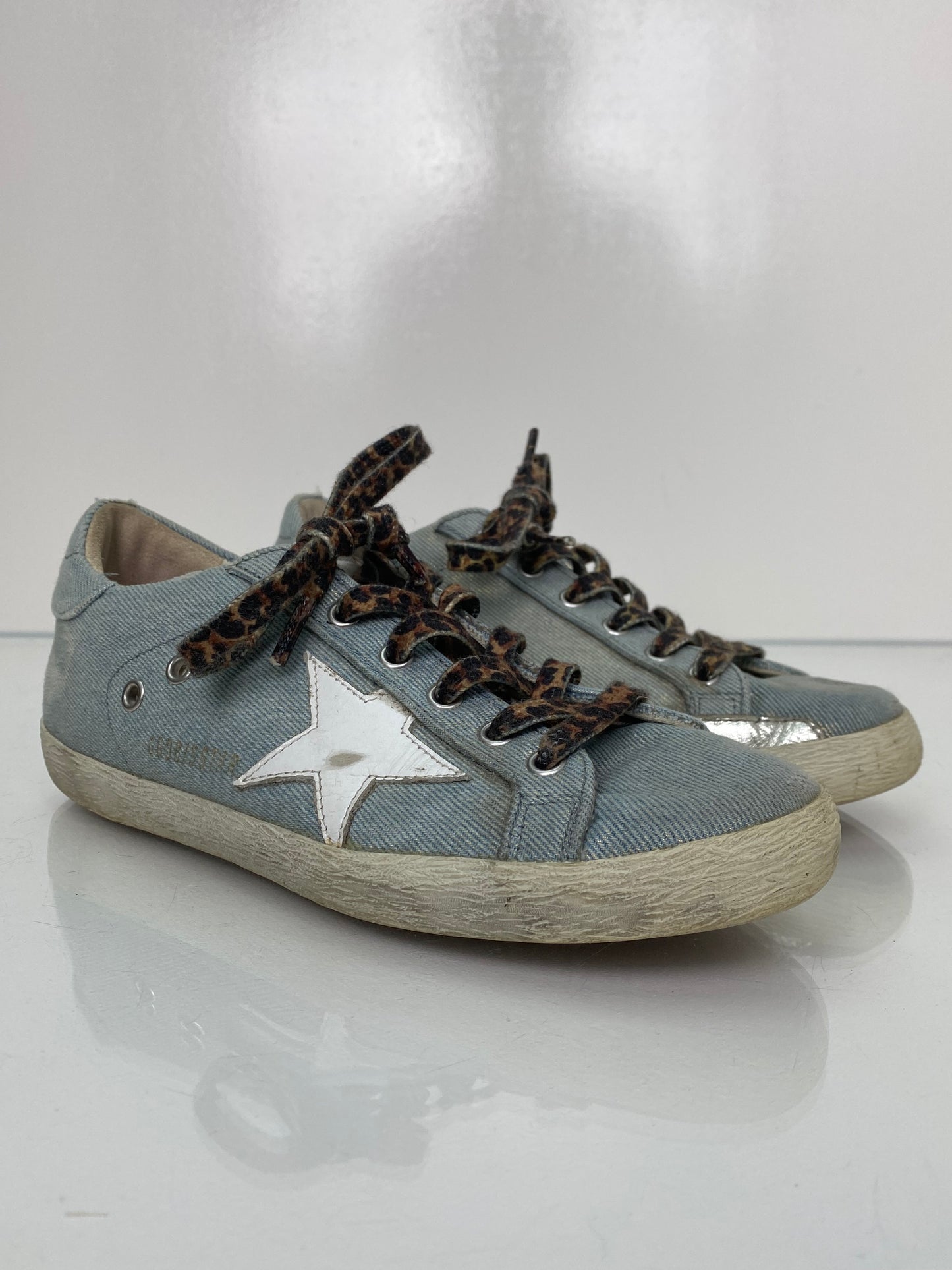 Golden Goose Denim & White Star Sneakers, 38