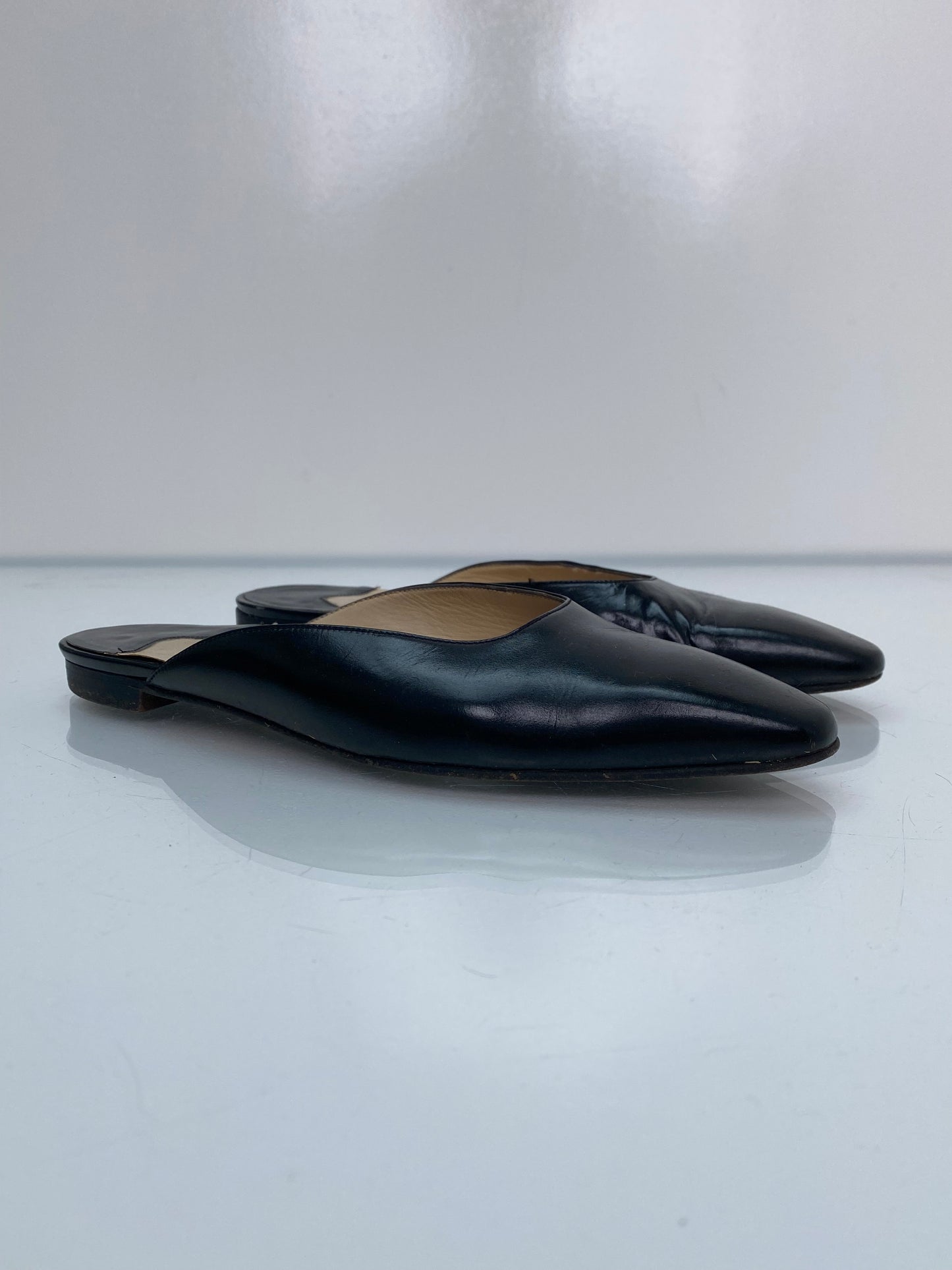 Manolo Blahnik Black Mules, 37 (As Is)