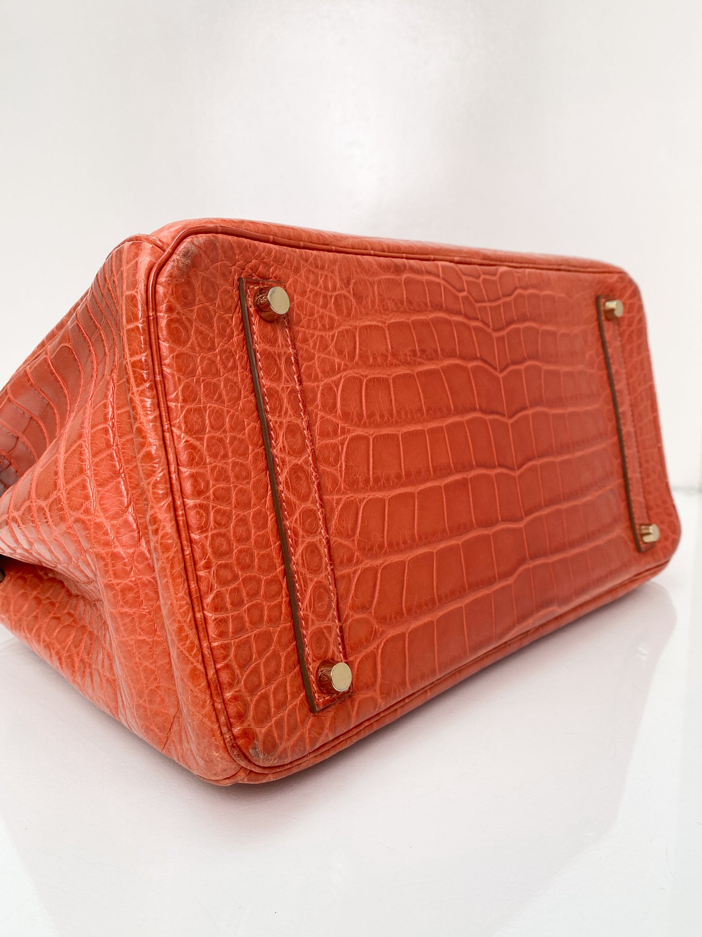 Hermes Birkin 35 Orange Matte Niloticus Croc GHW #O