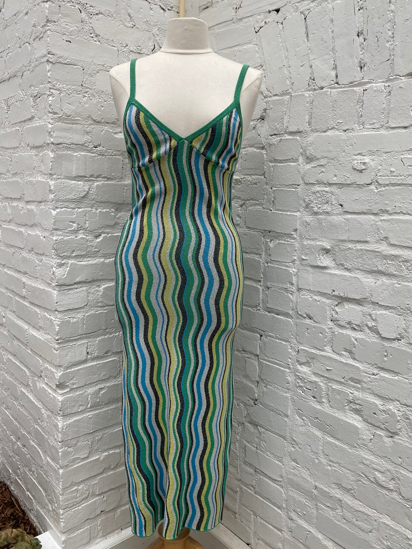 Simon Miller Libra Green, Blue & Black Glitter Dress, S