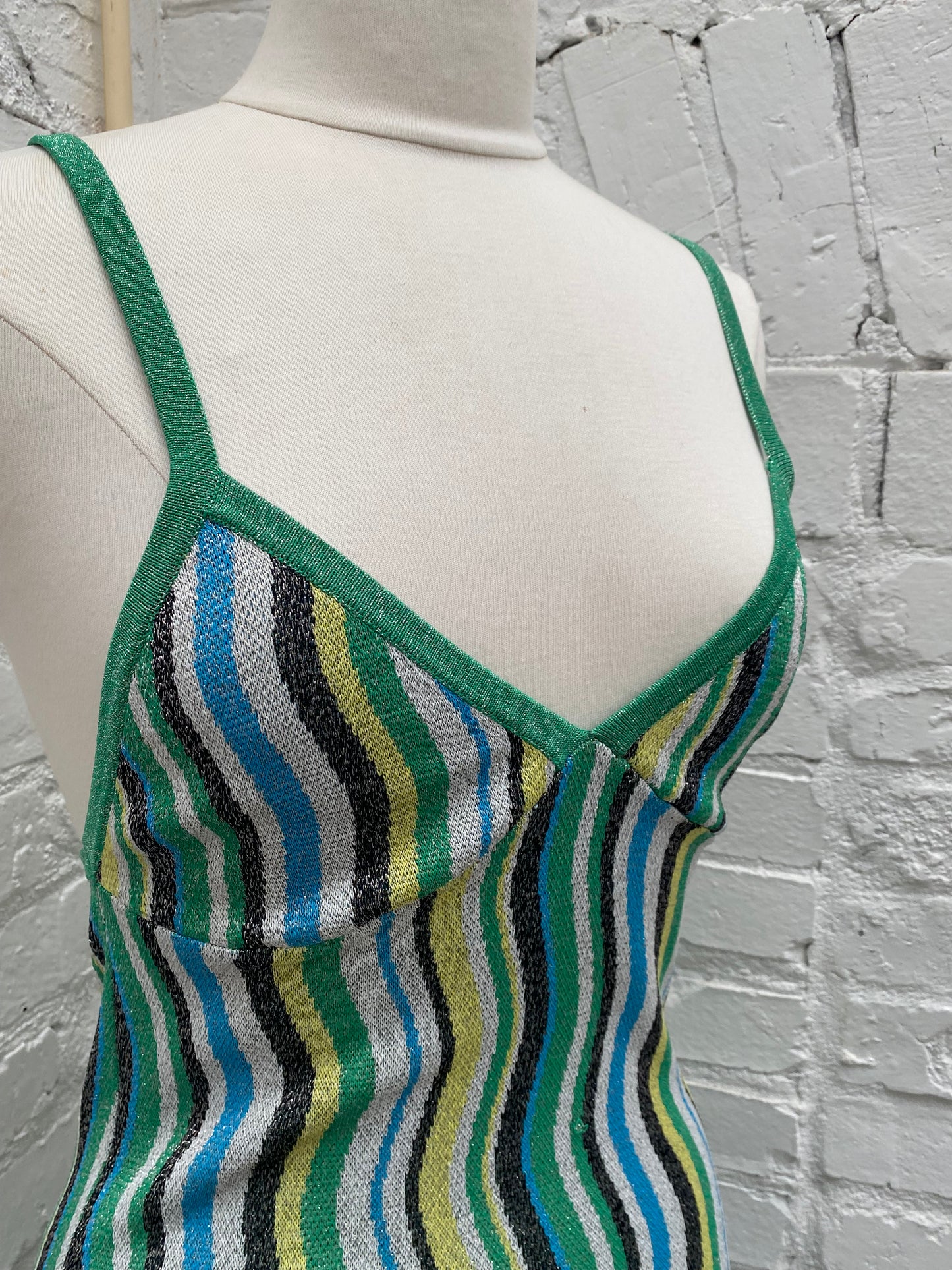 Simon Miller Libra Green, Blue & Black Glitter Dress, S