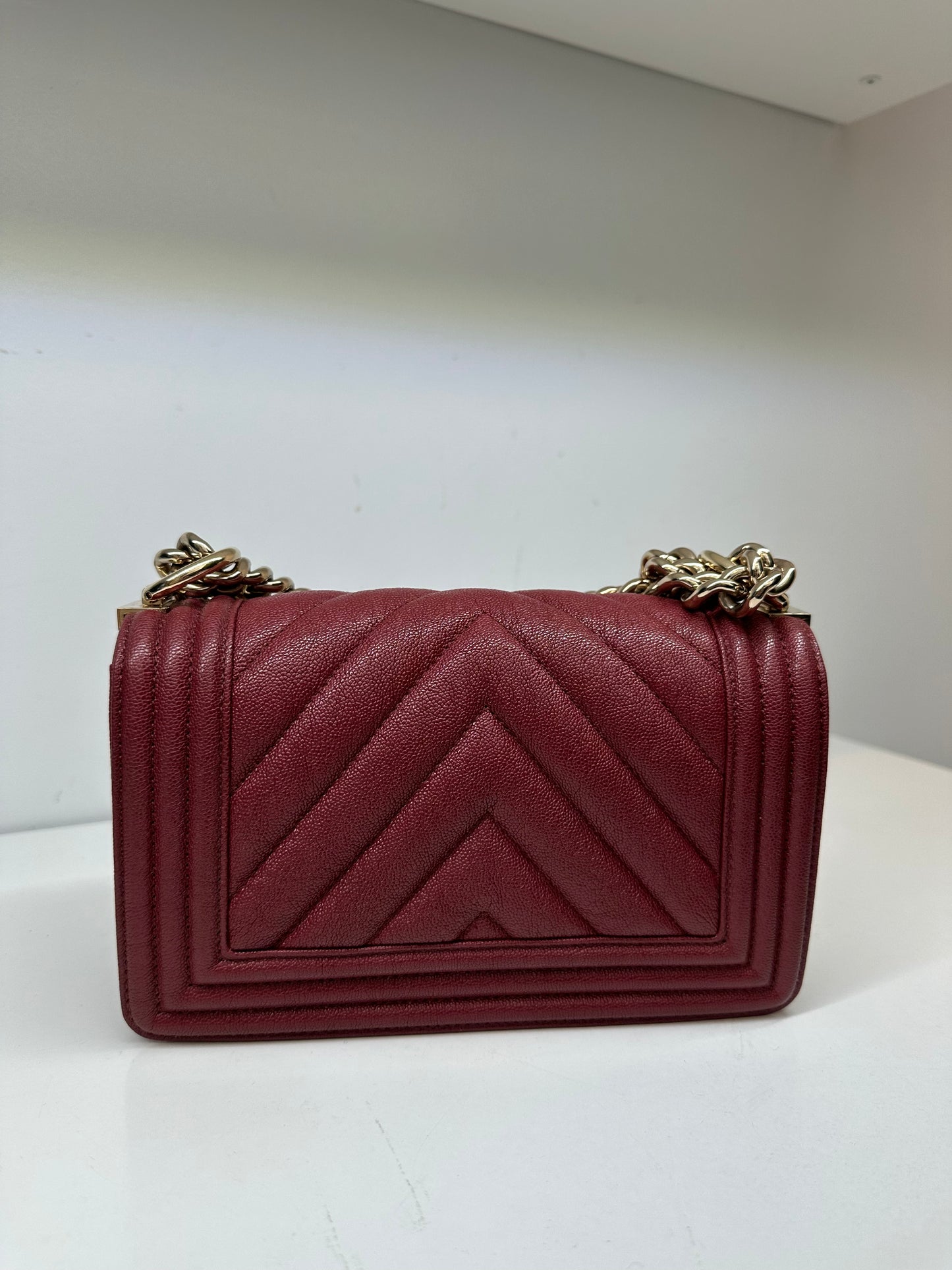 Chanel Boy Small Red Caviar GHW