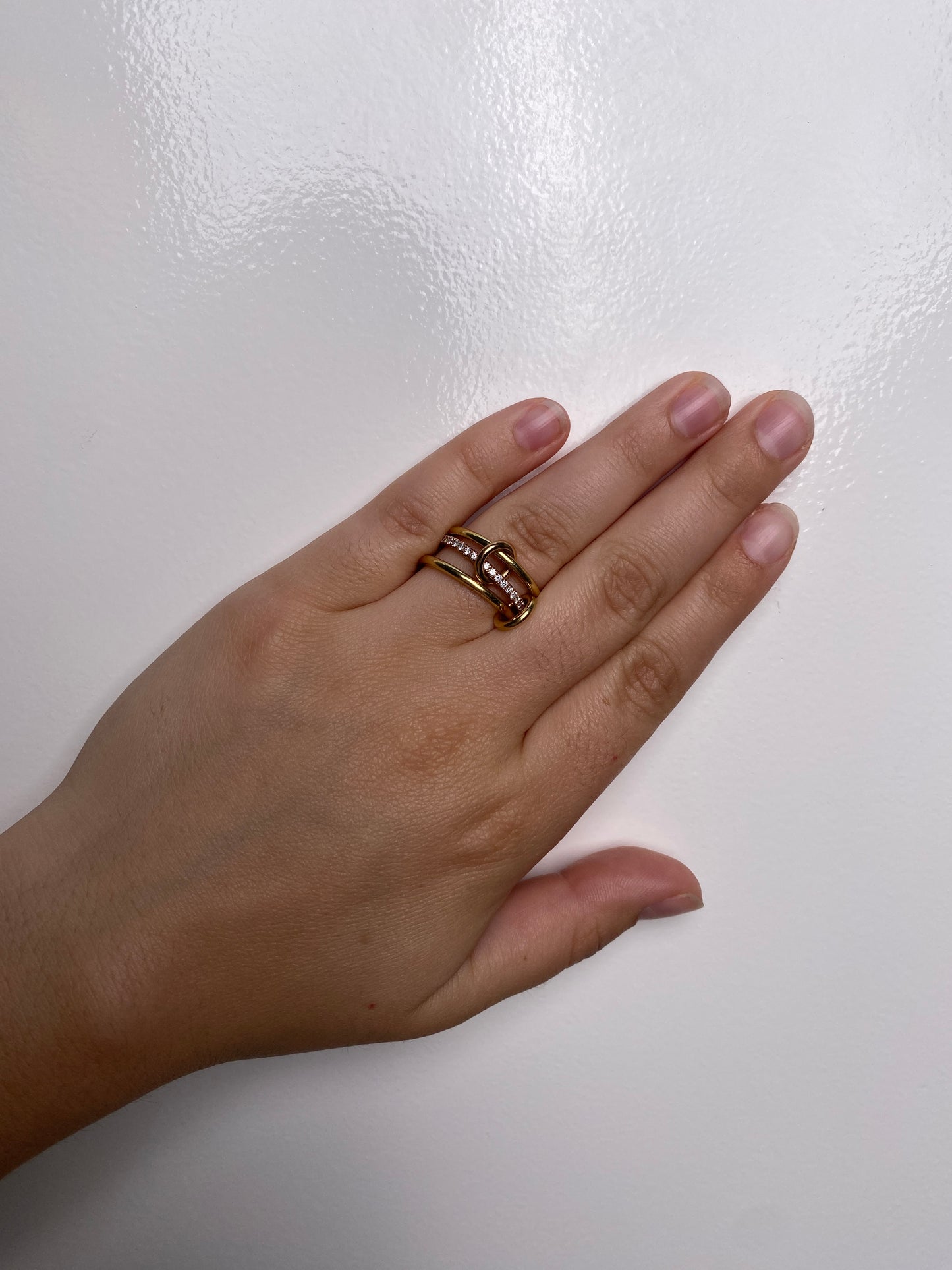 Spinelli Sonny Gold/Diamond Linked Ring 6.75