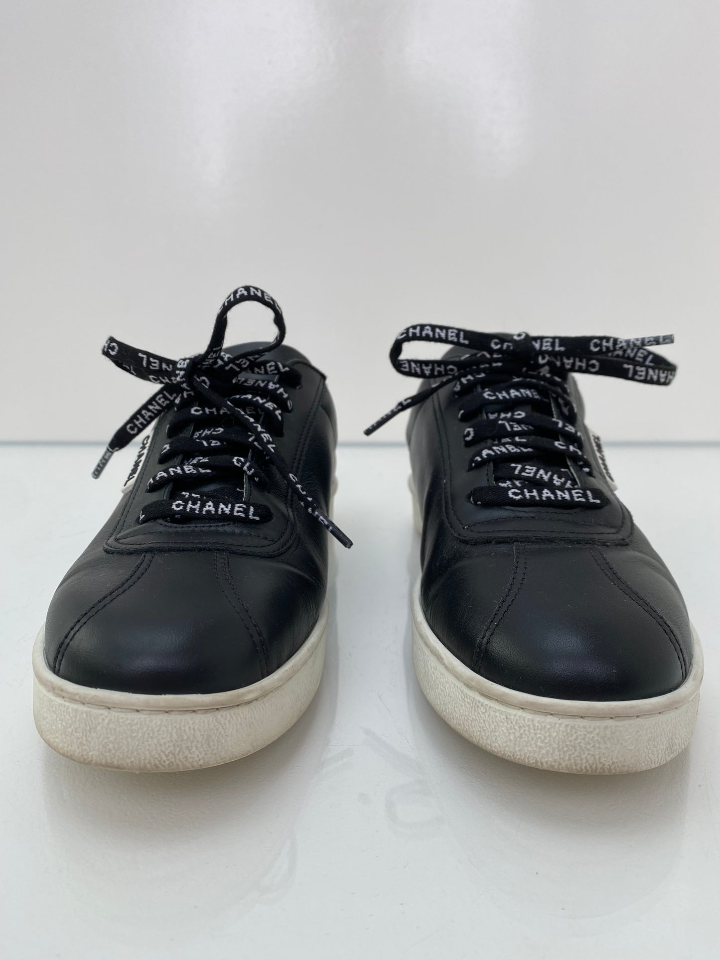 Chanel Black and White CC Logo Sneakers 40