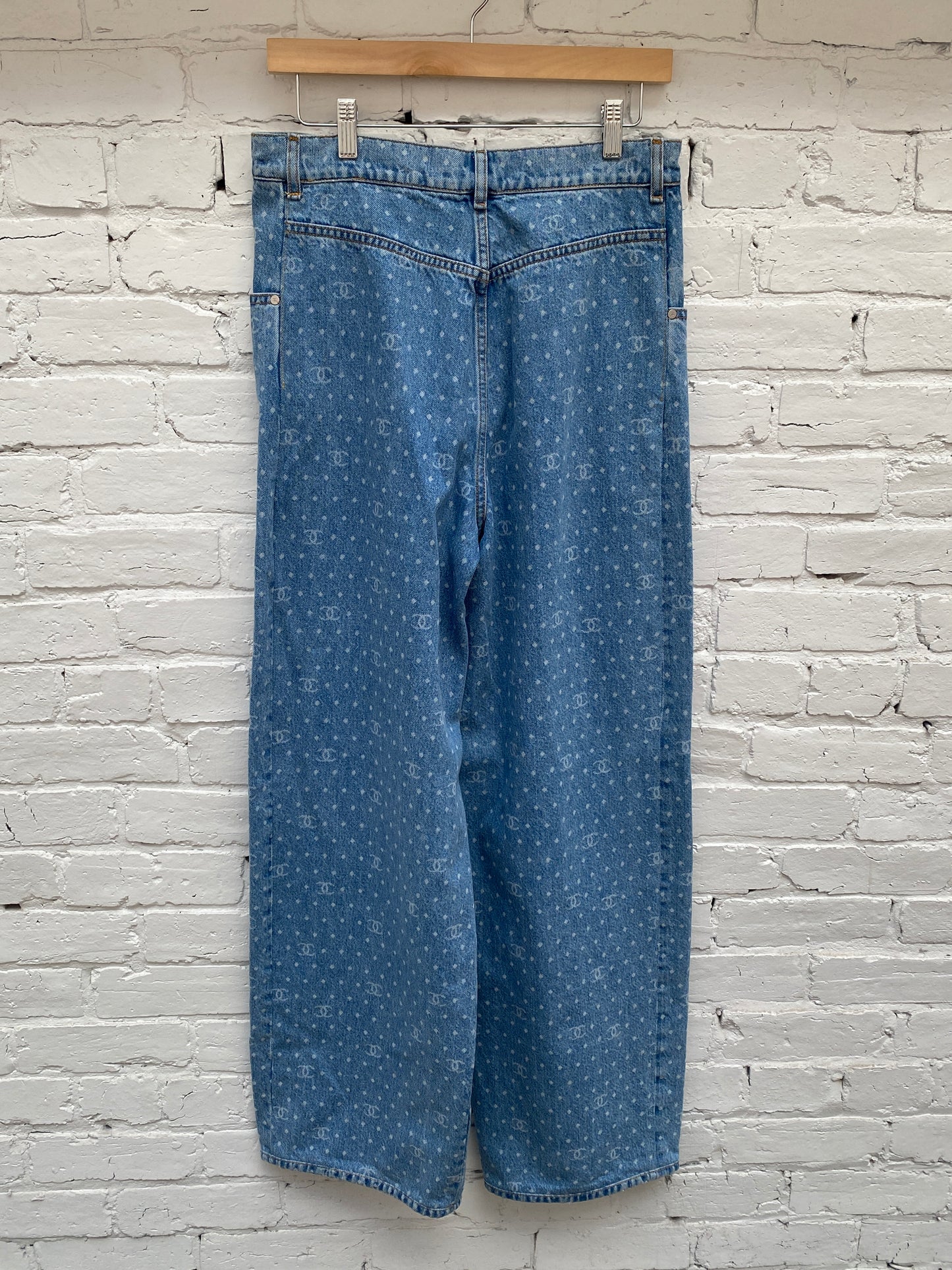 Chanel Polka Dot CC Logo Jeans, 42