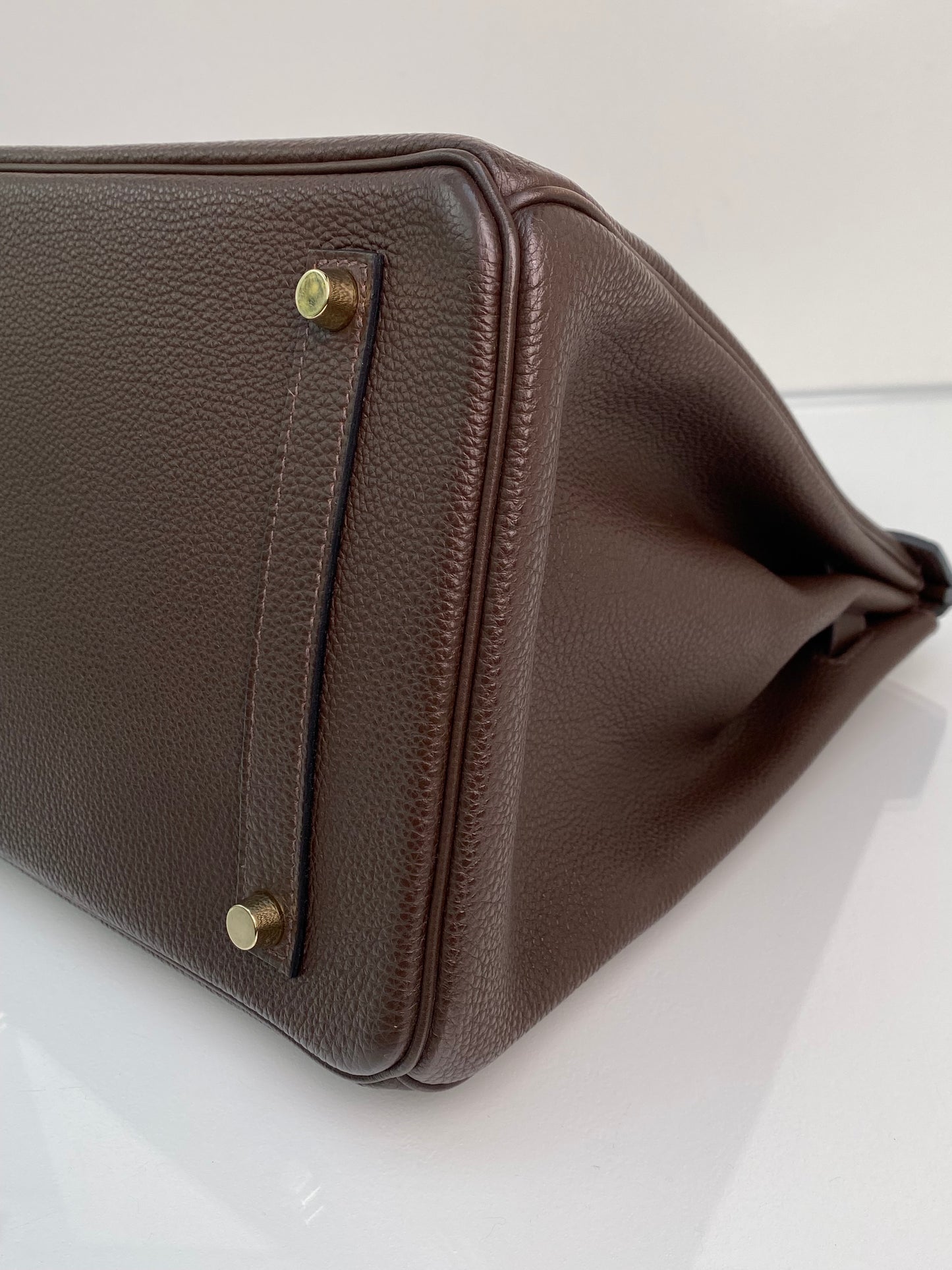 Hermes Birkin 35 Chocolate Togo GHW #Q